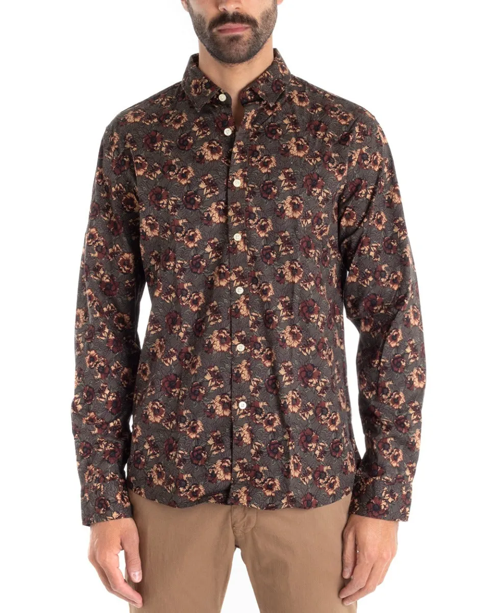 Camicia Uomo Con Colletto Manica Lunga Regular Fit Viscosa Morbida GIOSAL-C2440A