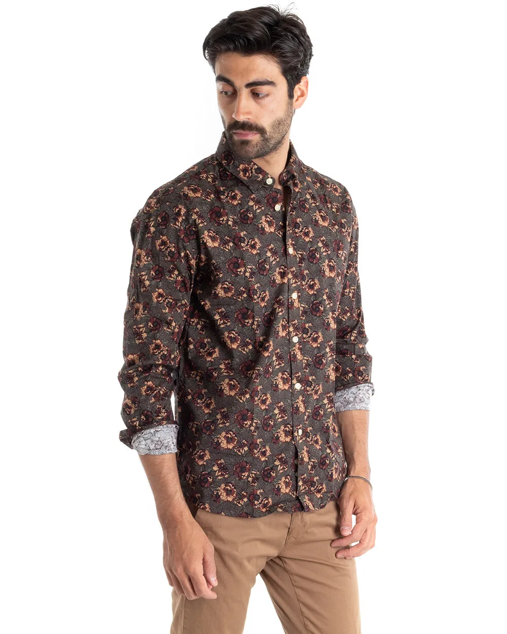 Camicia Uomo Con Colletto Manica Lunga Regular Fit Viscosa Morbida GIOSAL-C2440A