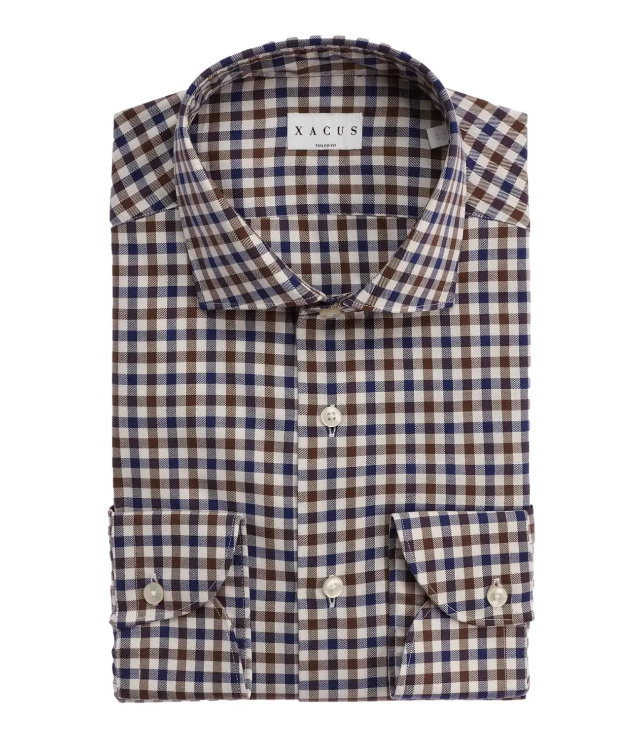 Camicia Xacus a quadri piccoli bianchi bordeaux e blu