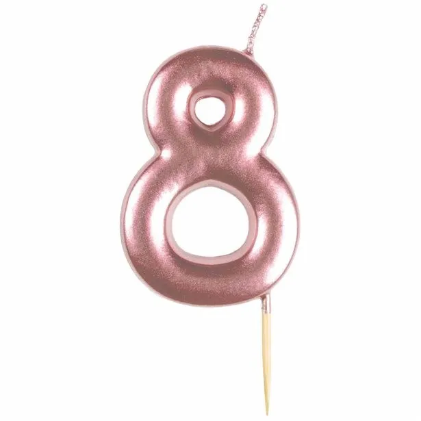 Candela per torta numero 8 oro rosa metallizzato