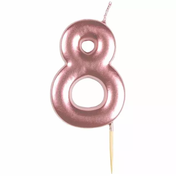 Candela per torta numero 8 oro rosa metallizzato