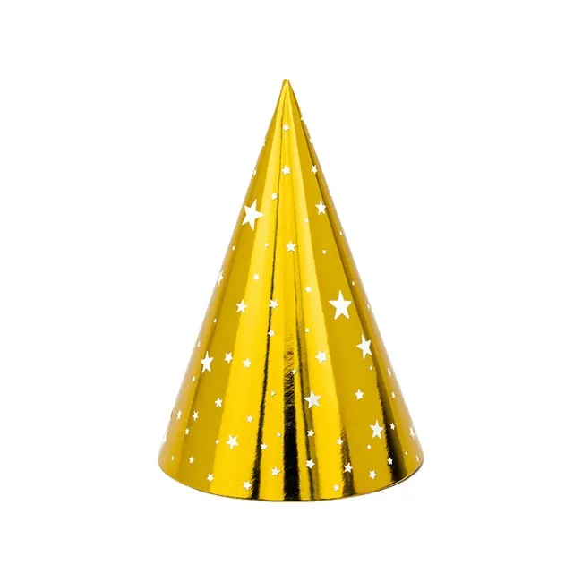 Cappello da festa dorato con stelle - 6 pz.