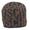 Cappello Moschino – Cuffia in lana nero con logo in lurex bronzo