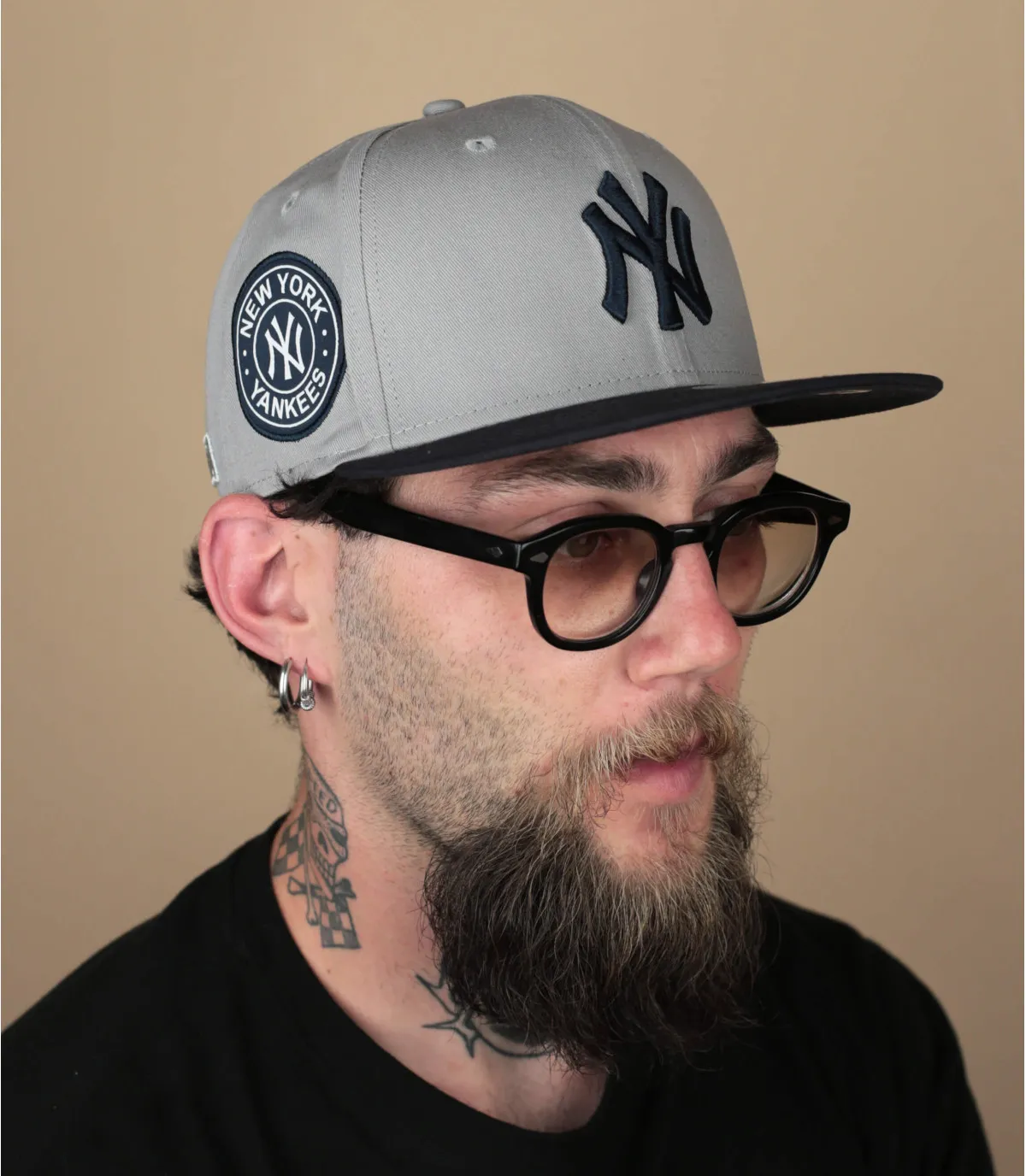 Cappello snapback grigio di NYCappellno Contrast Side Patch 9Fifty NY Yankees     