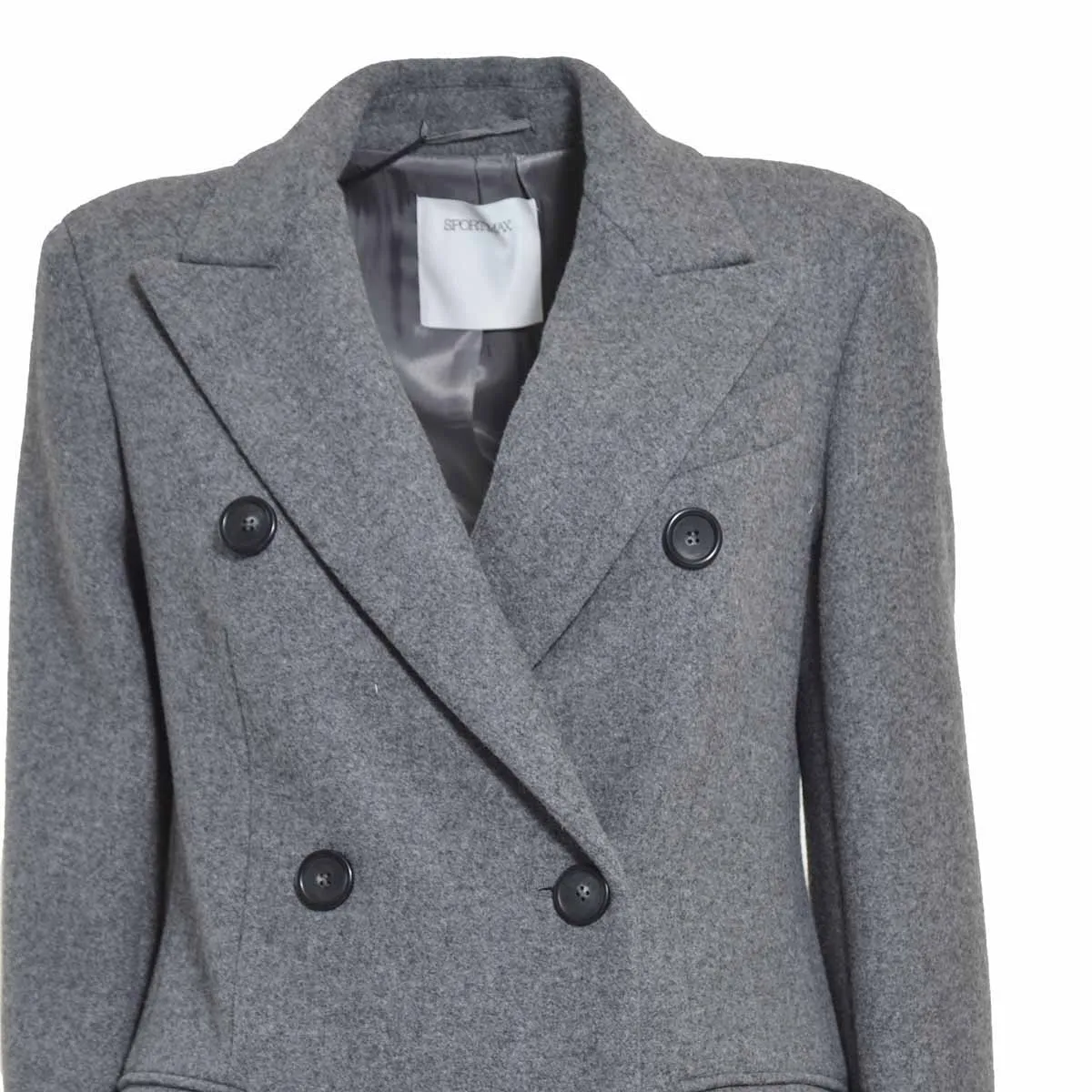 Cappotto Adua doppiopetto in lana vergine grigio Sportmax