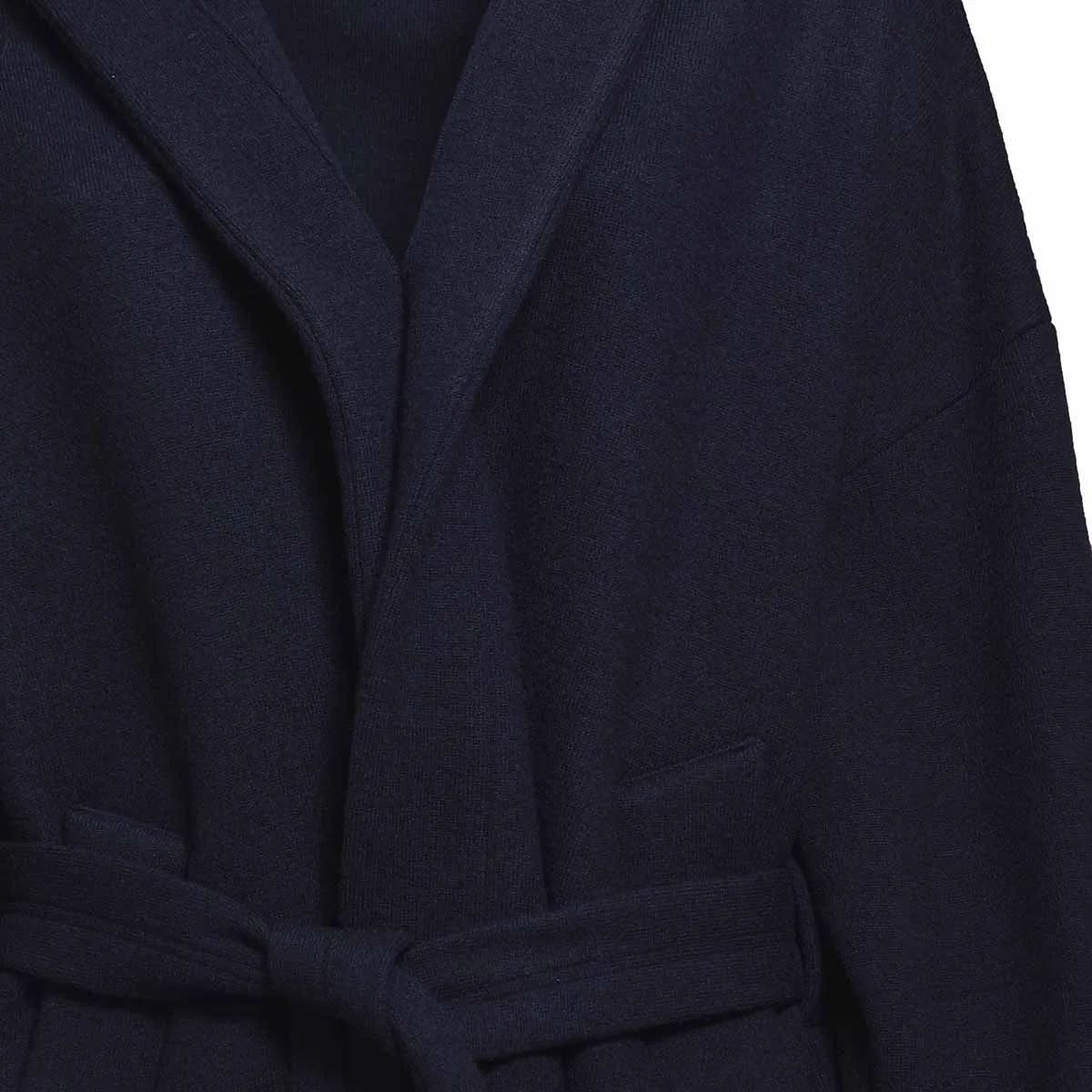 Cappotto Carmela Lanoso a vestaglia in lana vergine blu navy Barena Venezia