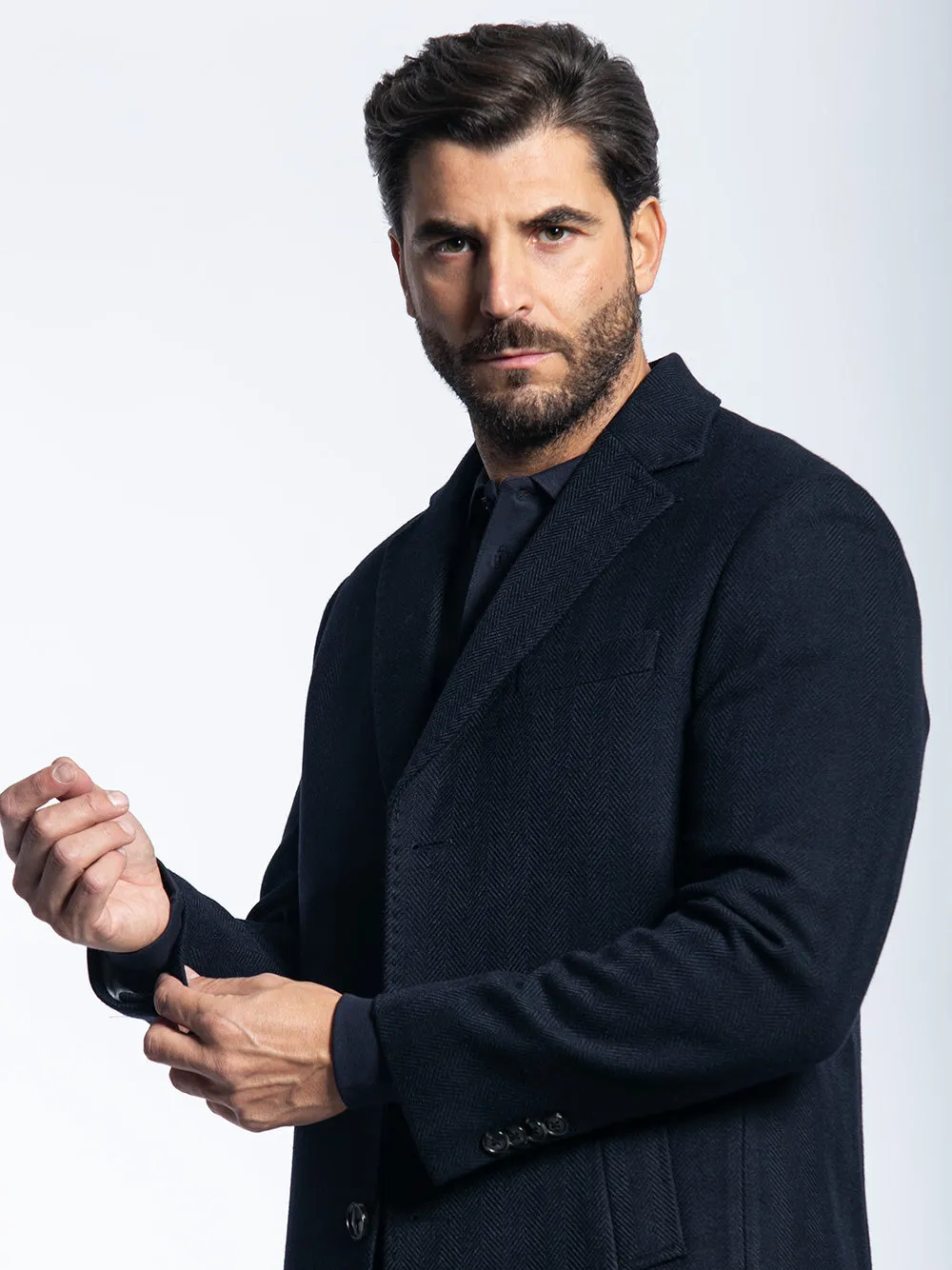 Cappotto con trama spigato
