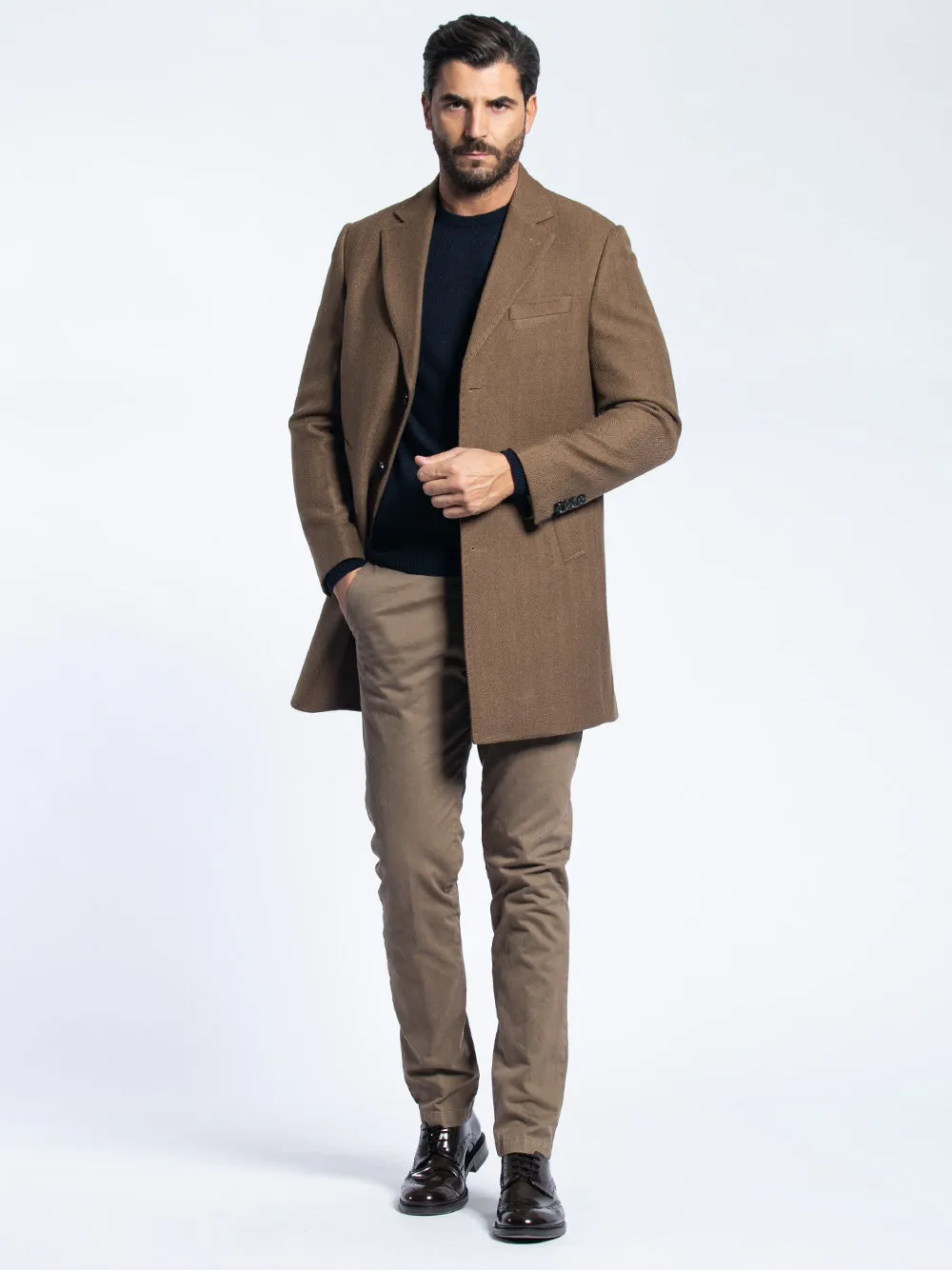 Cappotto con trama spigato