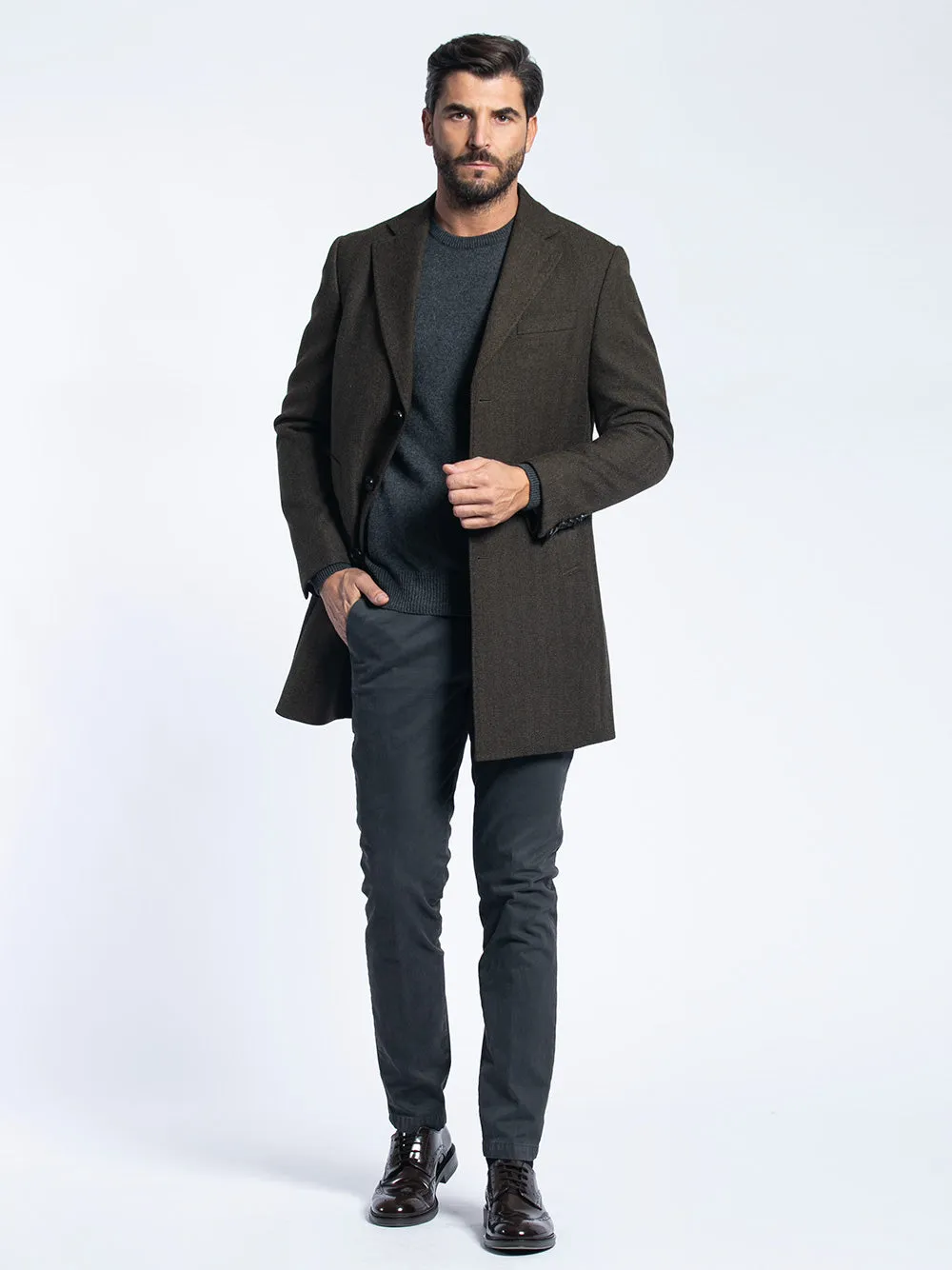 Cappotto con trama spigato