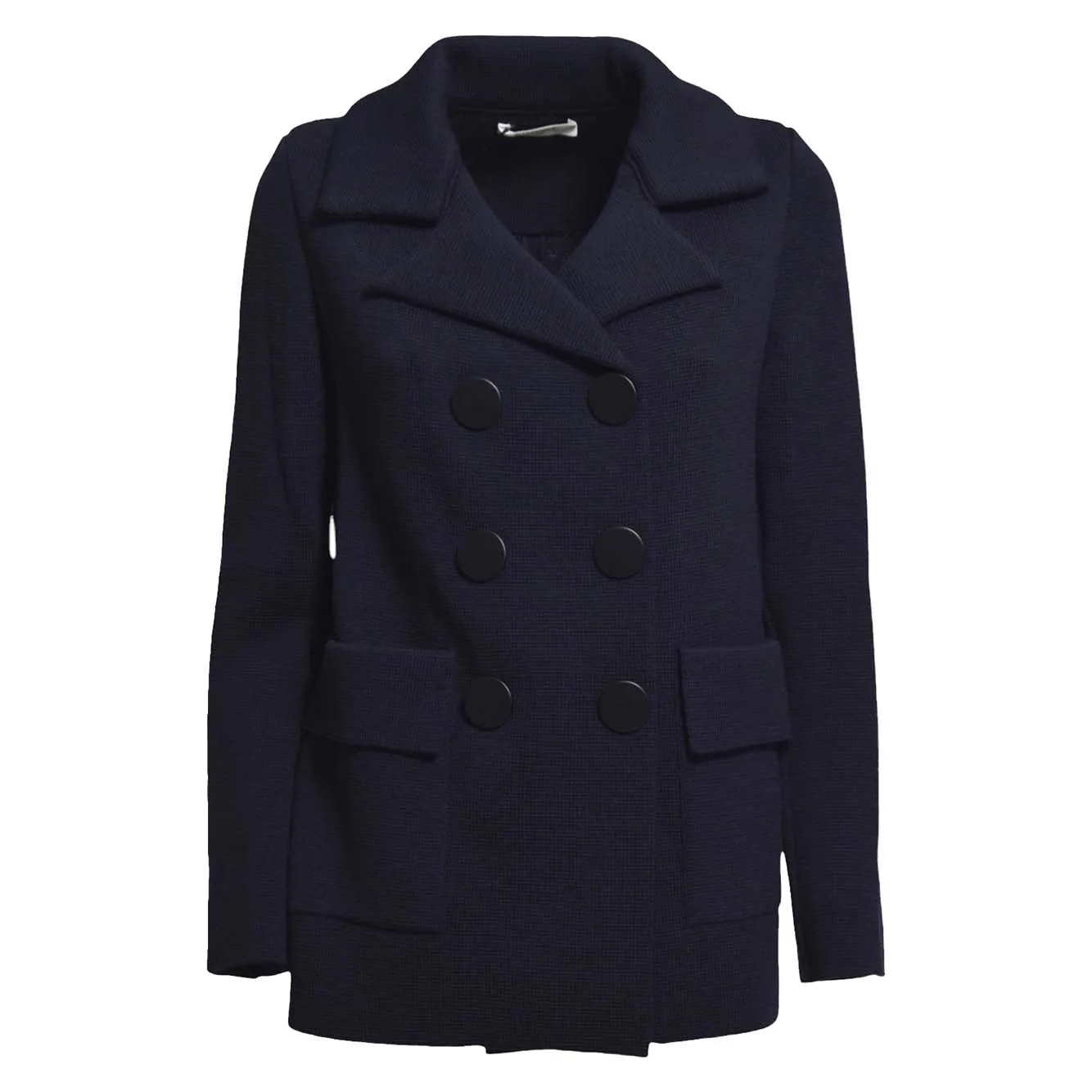 Cappotto corto in maglia di lana blu Charlott