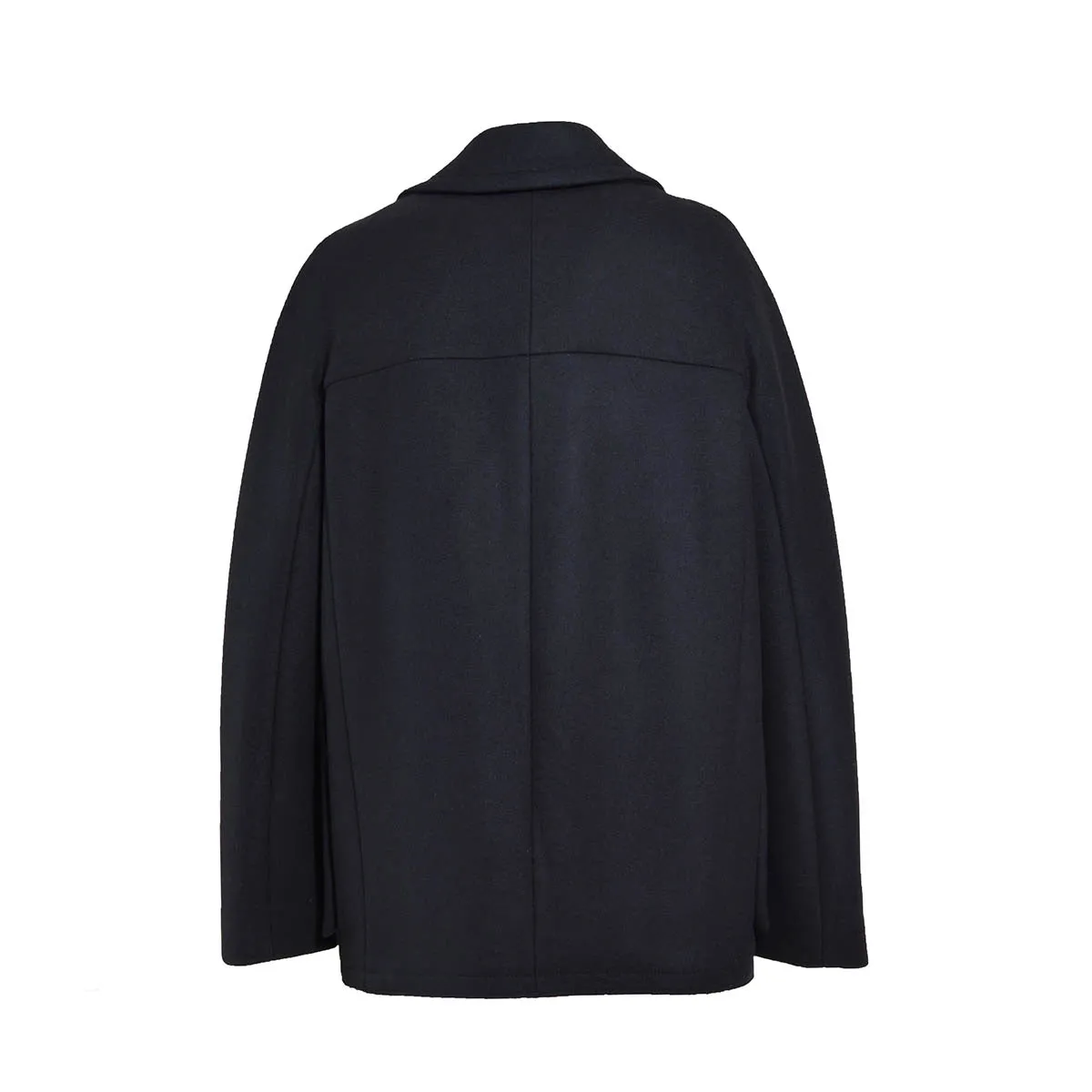 Cappotto doppiopetto a kimono in lana vergine nero Lanvin