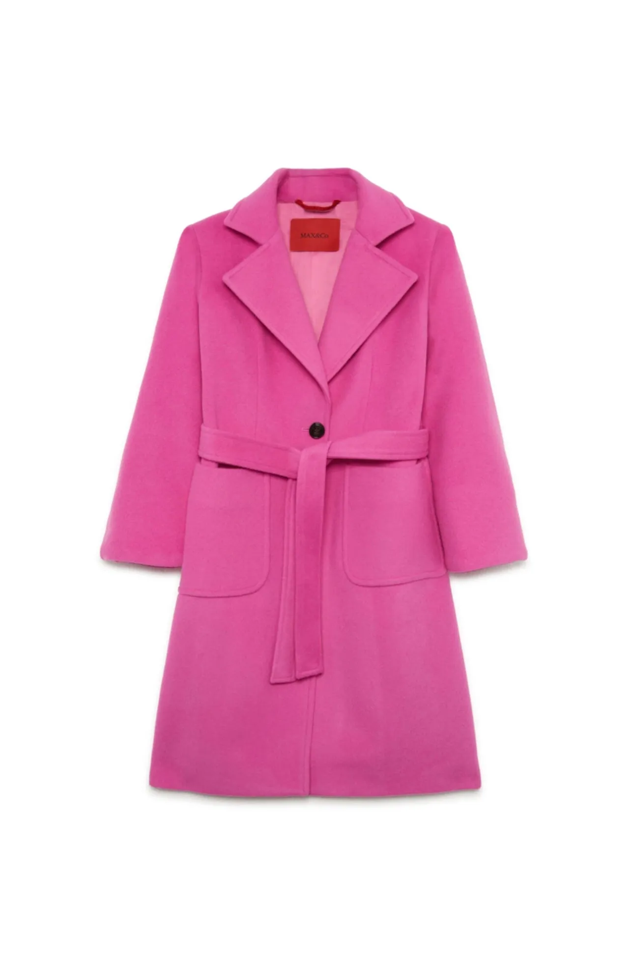 Cappotto fuxia con cintura per bambina