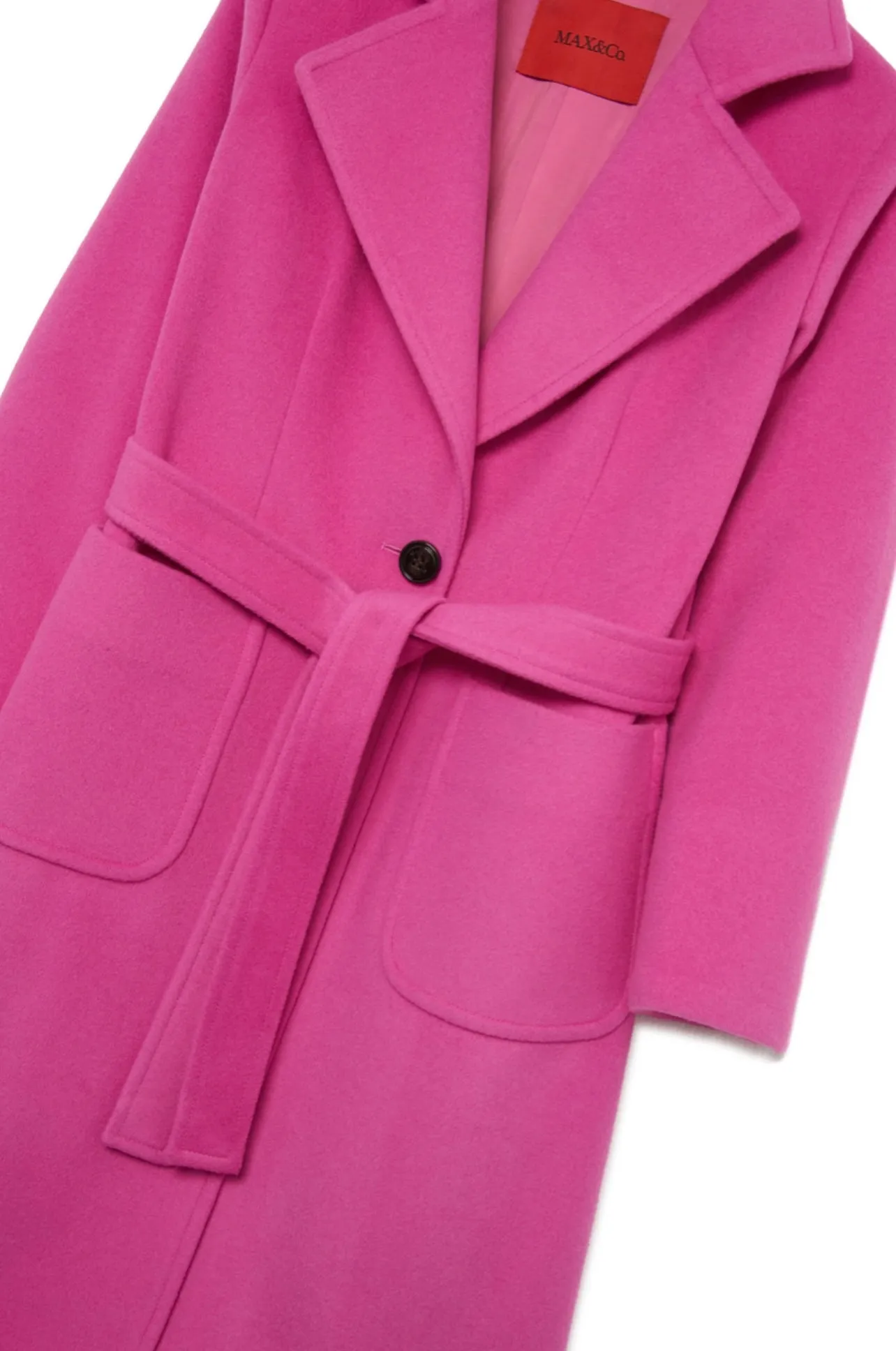 Cappotto fuxia con cintura per bambina