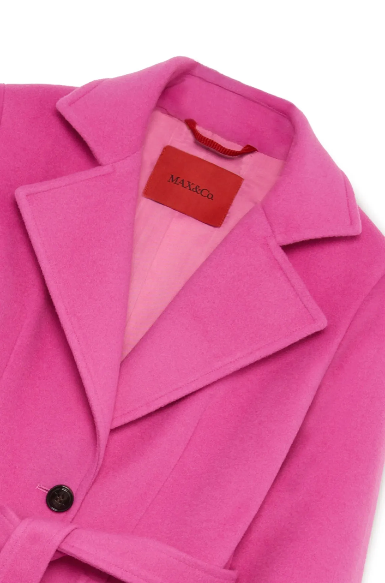 Cappotto fuxia con cintura per bambina