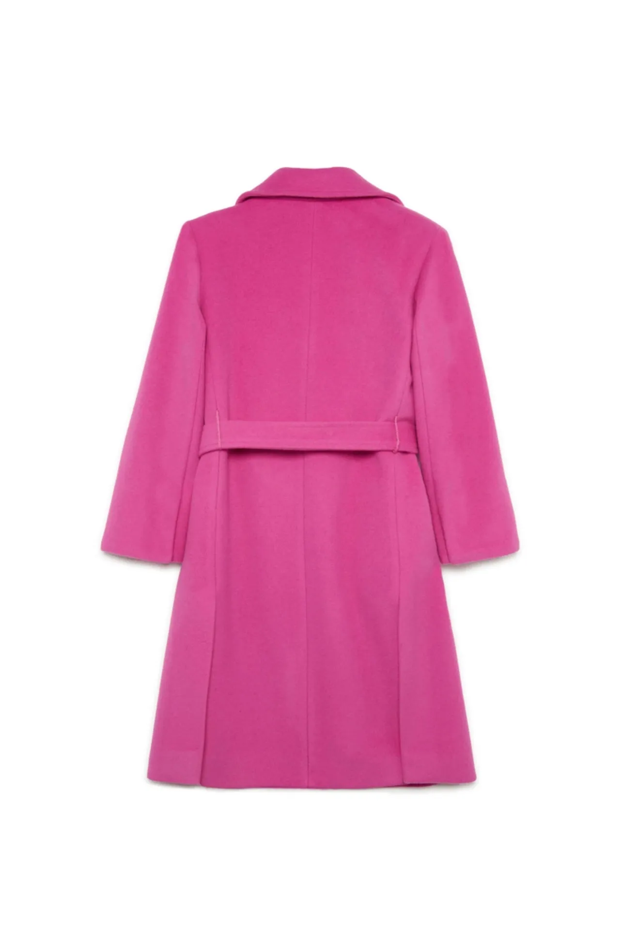 Cappotto fuxia con cintura per bambina