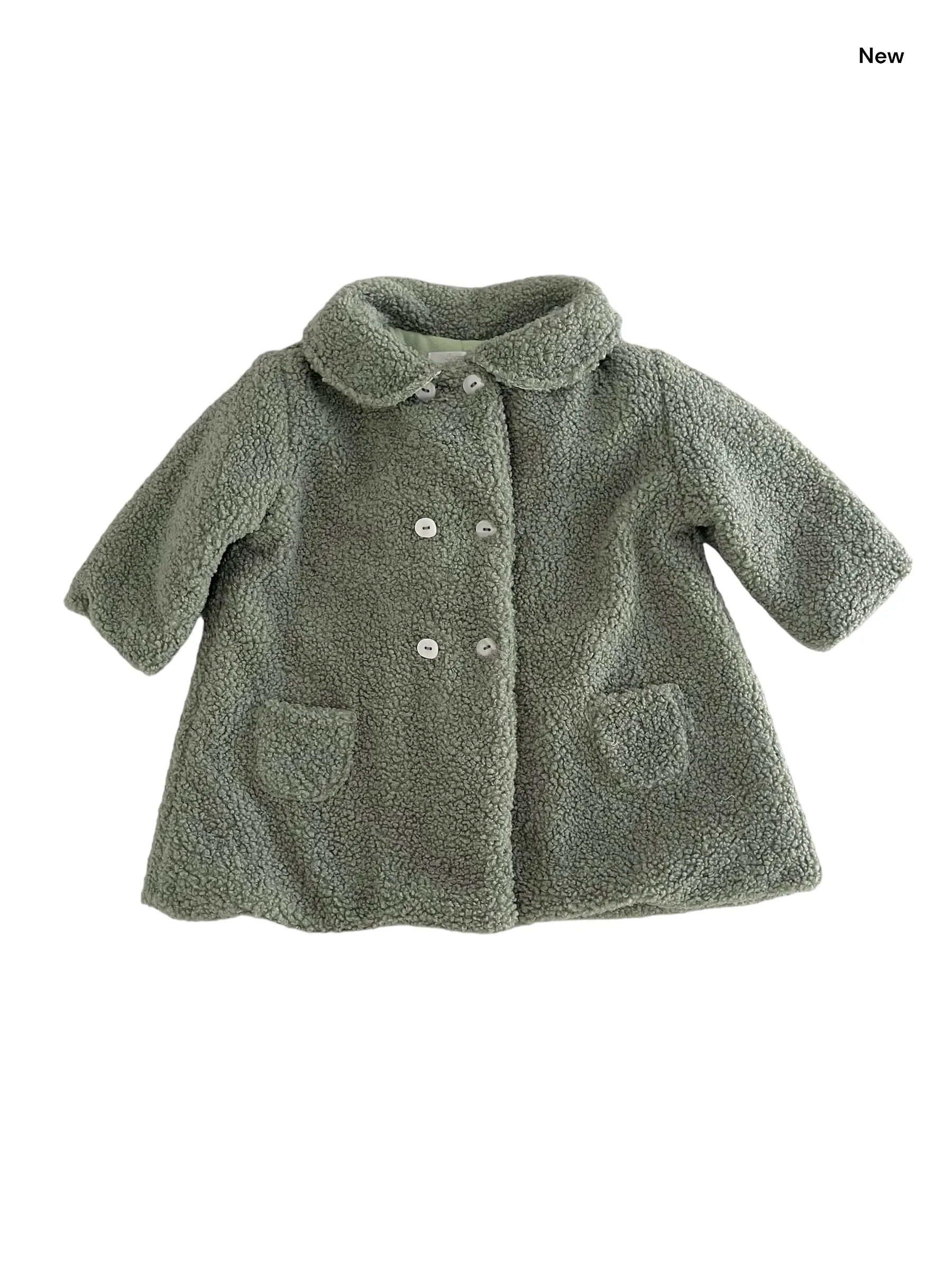Cappotto in eco pelliccia verde aloe per neonata