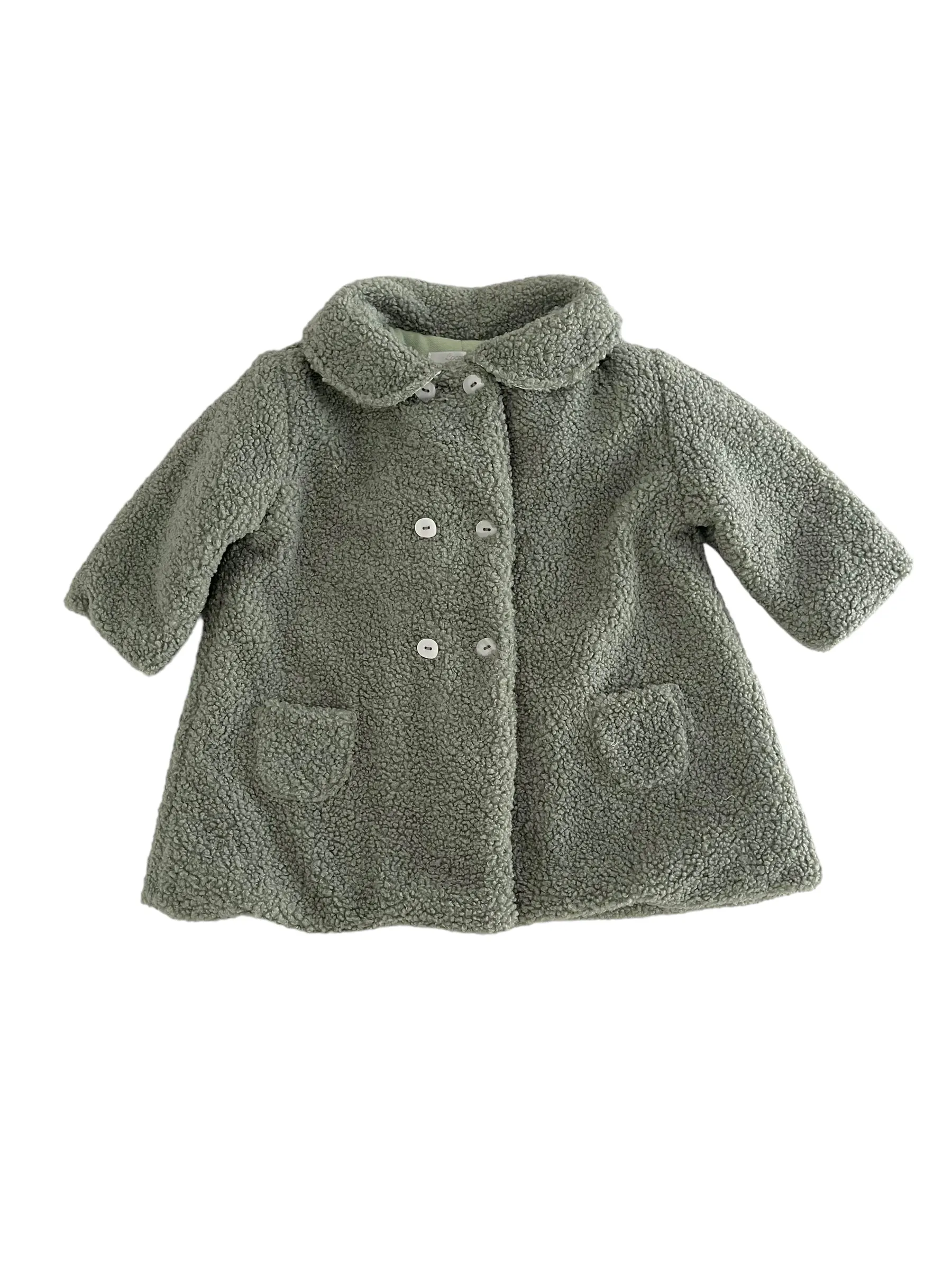 Cappotto in eco pelliccia verde aloe per neonata