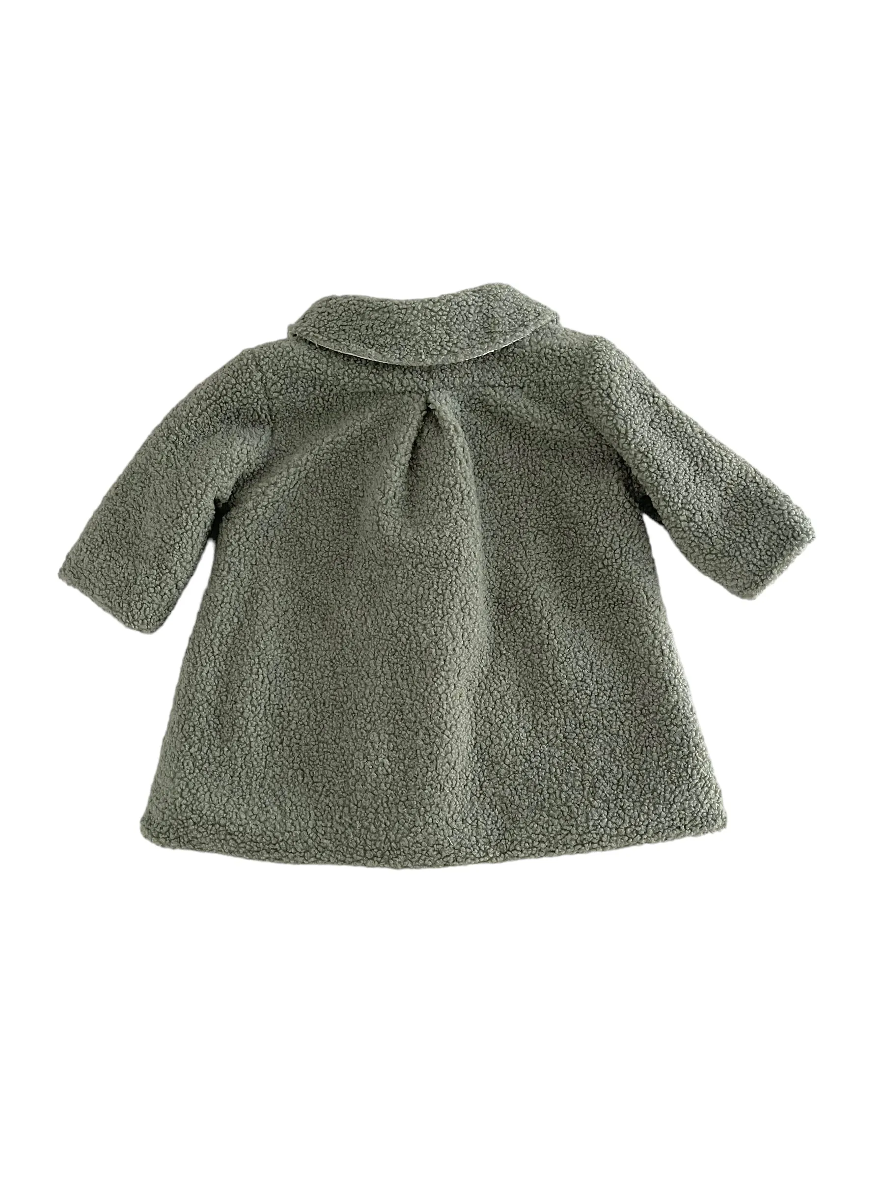 Cappotto in eco pelliccia verde aloe per neonata
