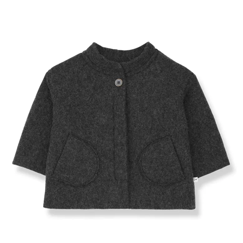 Cappotto in lana cotta antracite per neonati