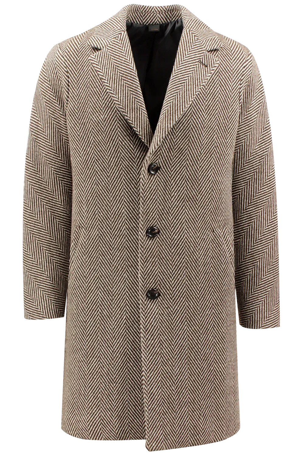   Cappotto in lana ecologica spigata beige e moro