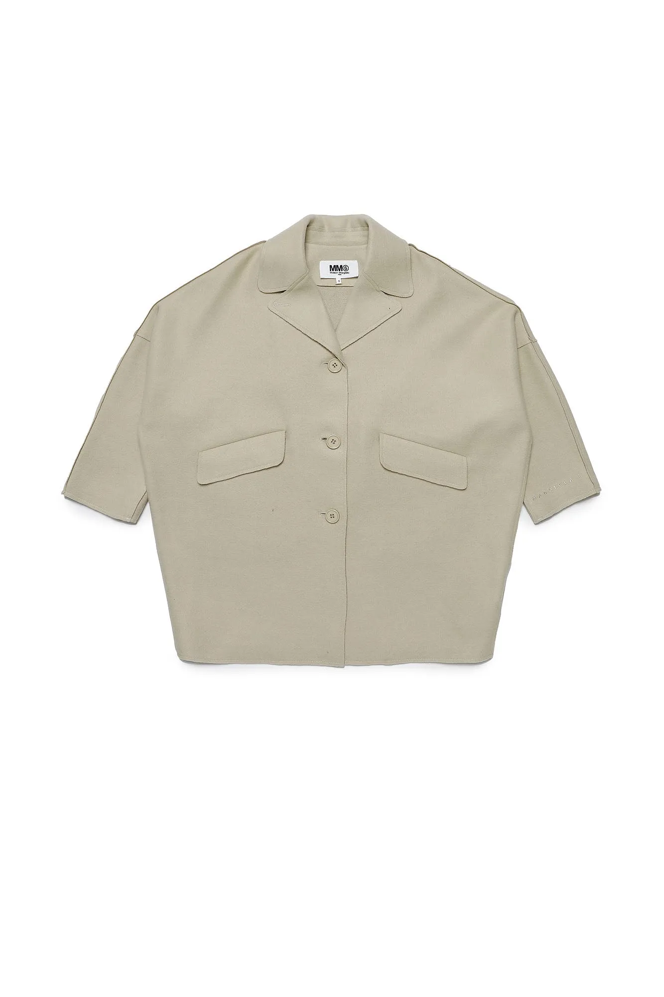Cappotto in panno cammello con ricamo logo per bambini