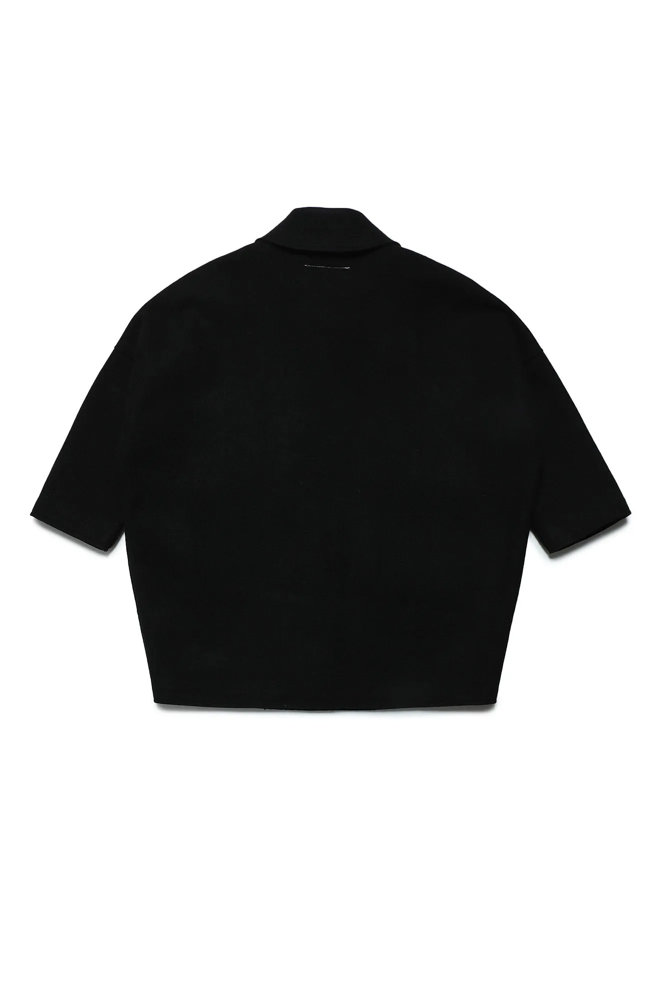 Cappotto in panno nero con ricamo logo per bambini