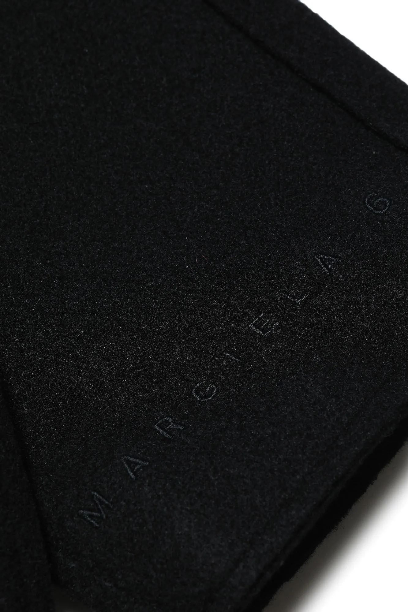 Cappotto in panno nero con ricamo logo per bambini