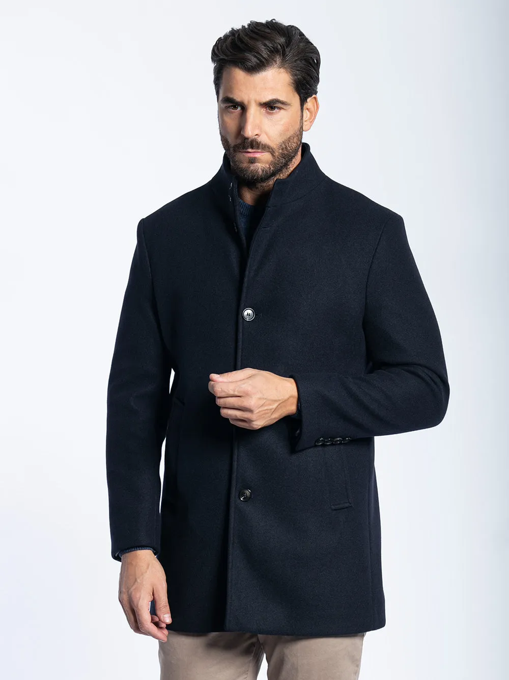 Cappotto monopetto collo coreano