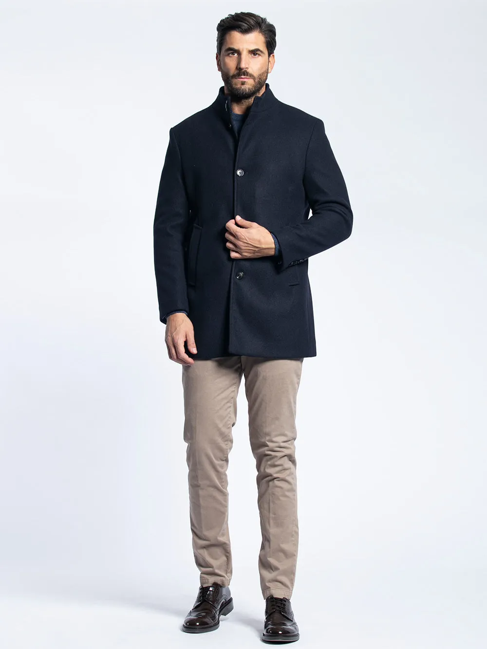 Cappotto monopetto collo coreano