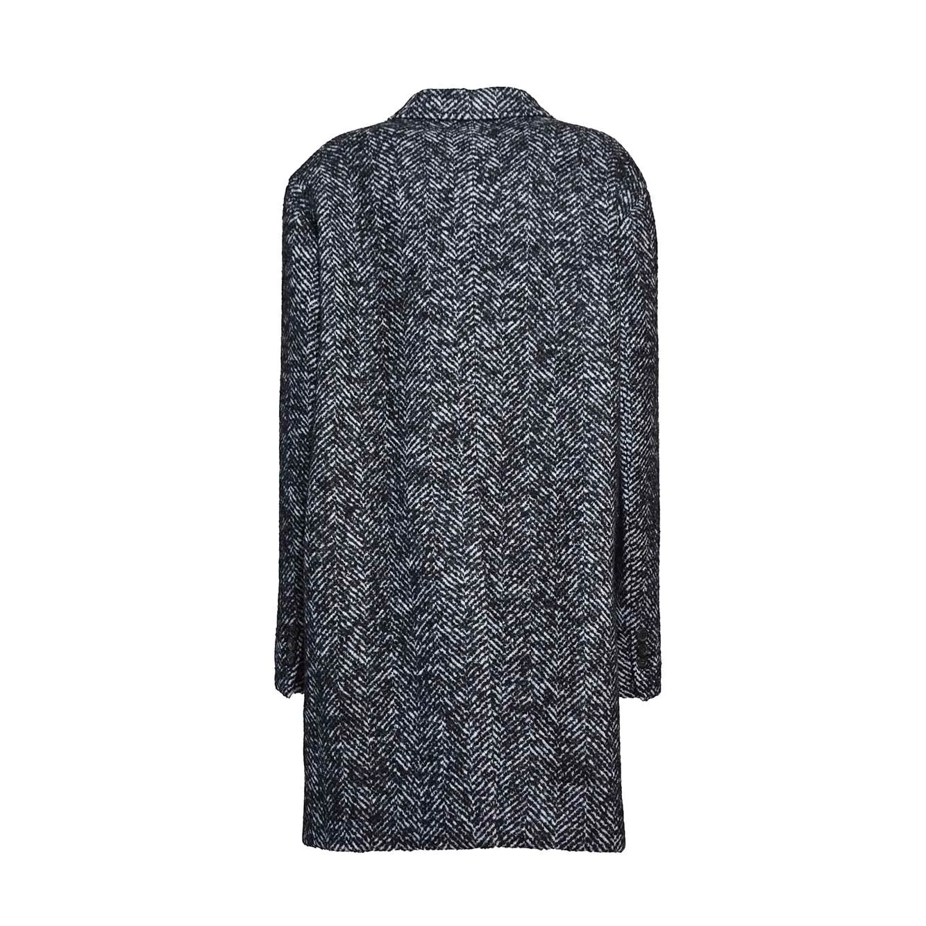 Cappotto monopetto in lana motivo chevron bianco e nero Dsquared2