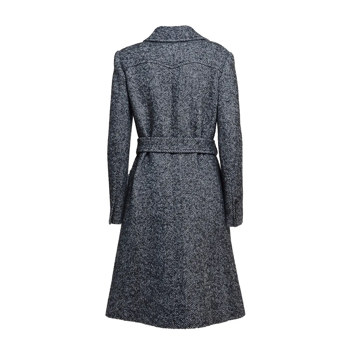 Cappotto monopetto in lana nero motivo spinato Moschino