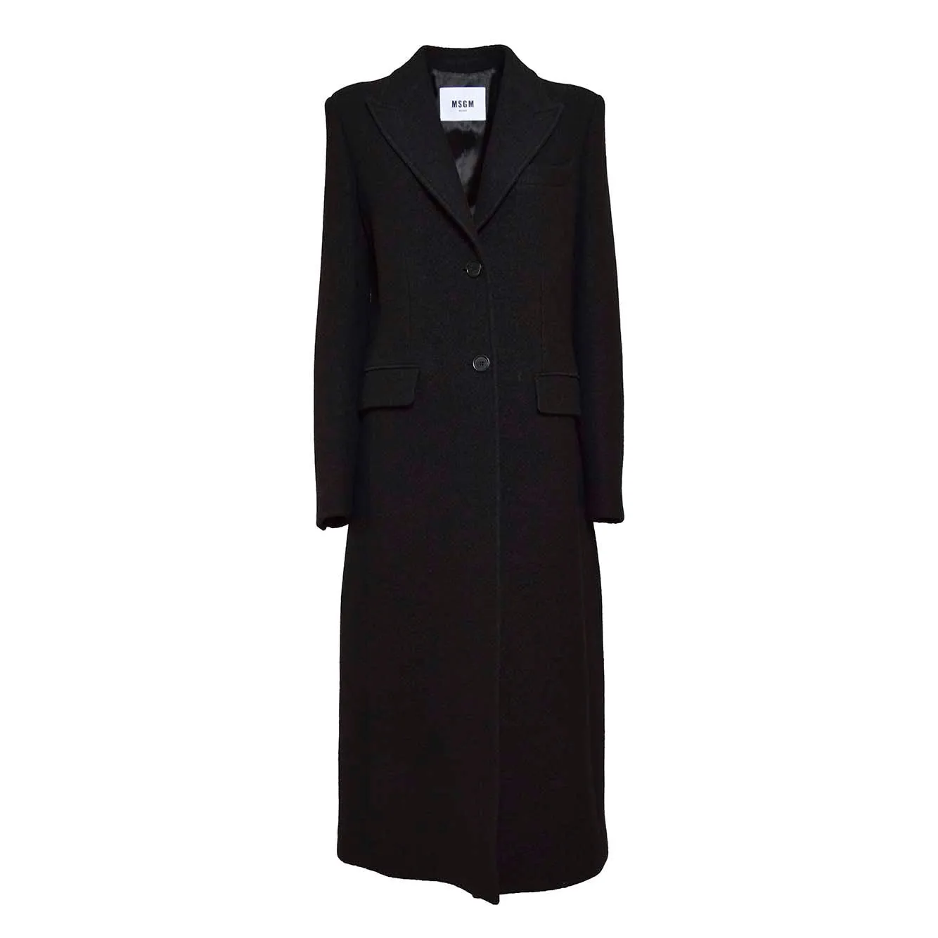 Cappotto monopetto sartoriale in lana nera MSGM