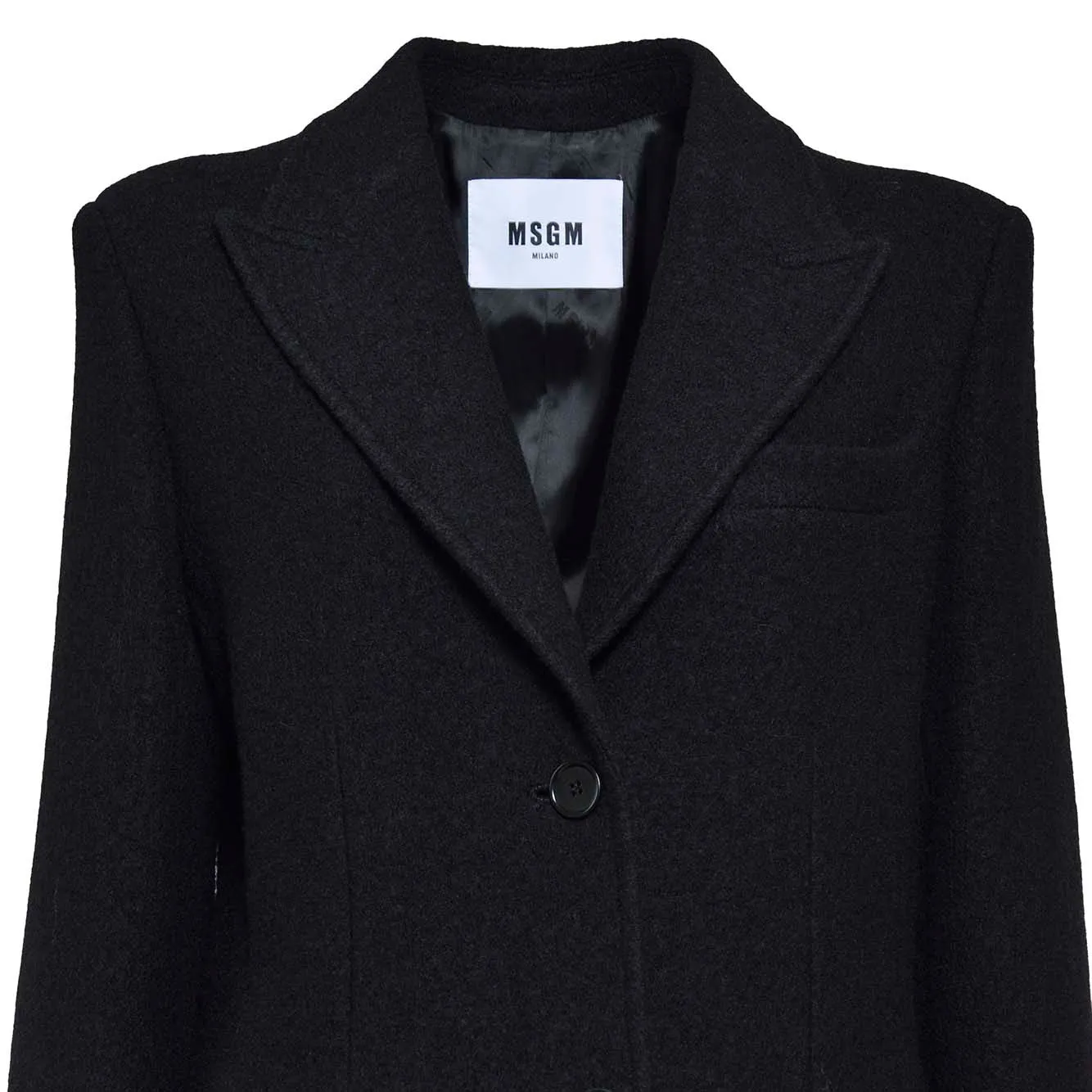 Cappotto monopetto sartoriale in lana nera MSGM