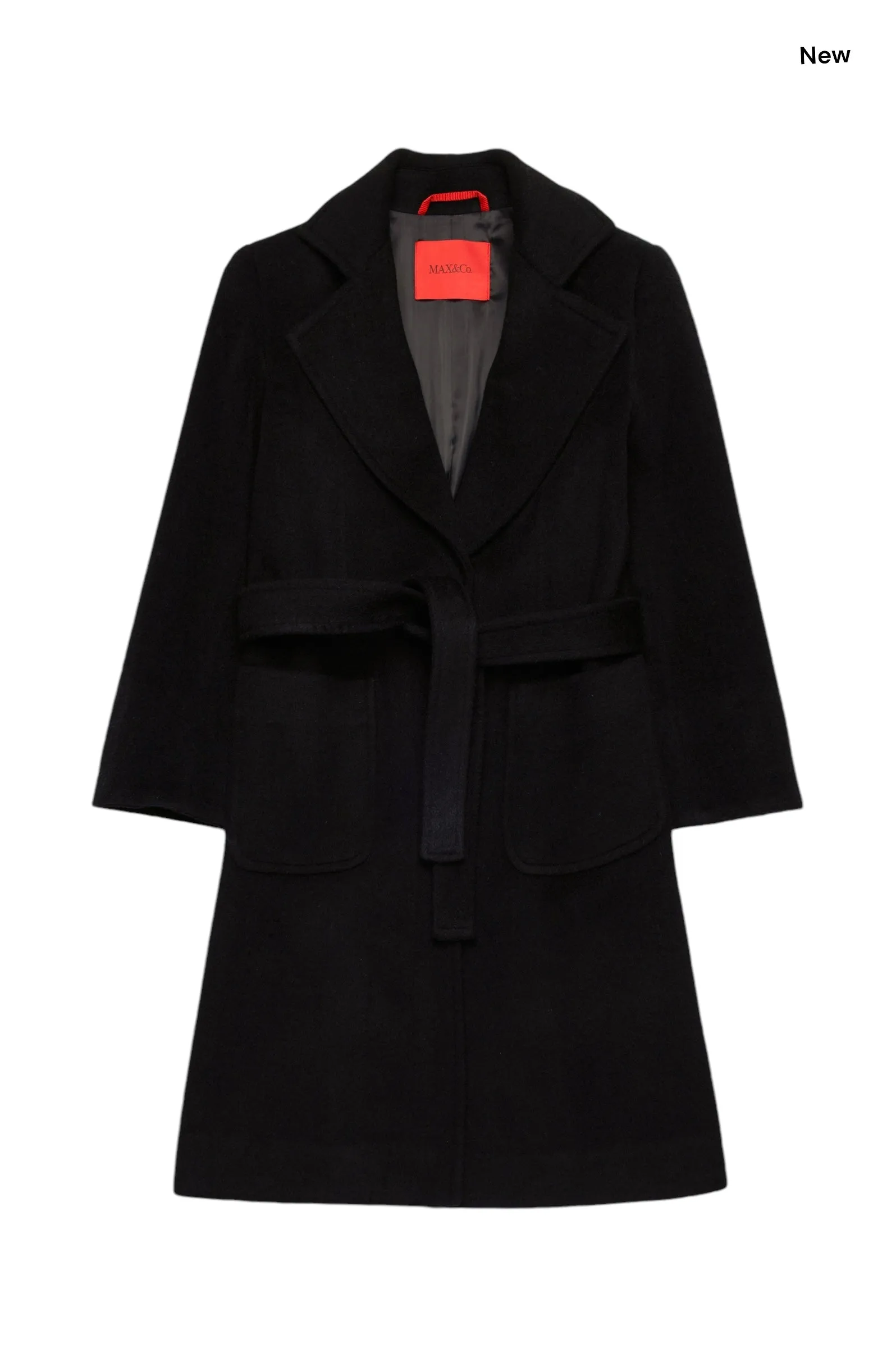 Cappotto nero con cintura per bambina