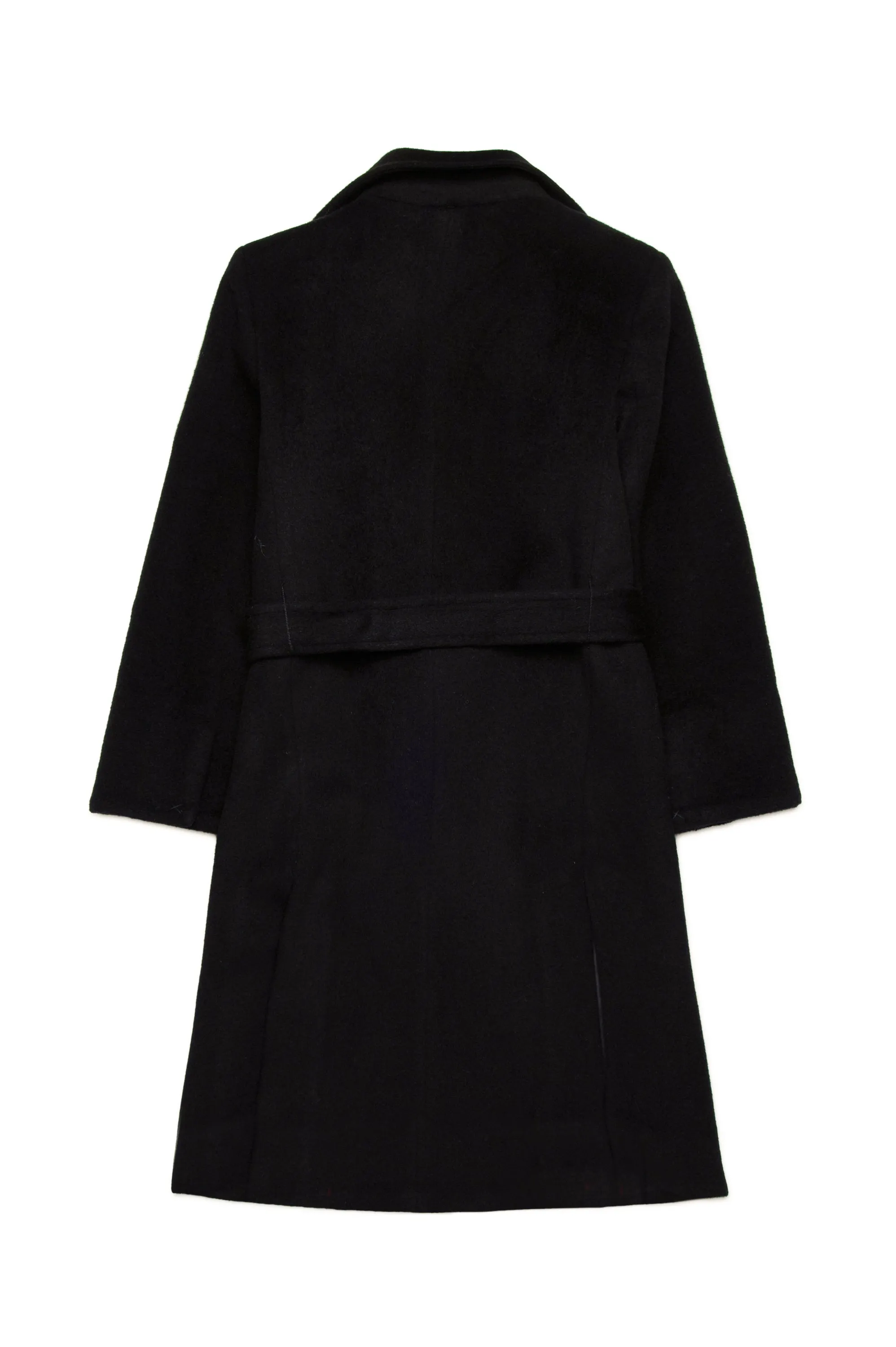 Cappotto nero con cintura per bambina