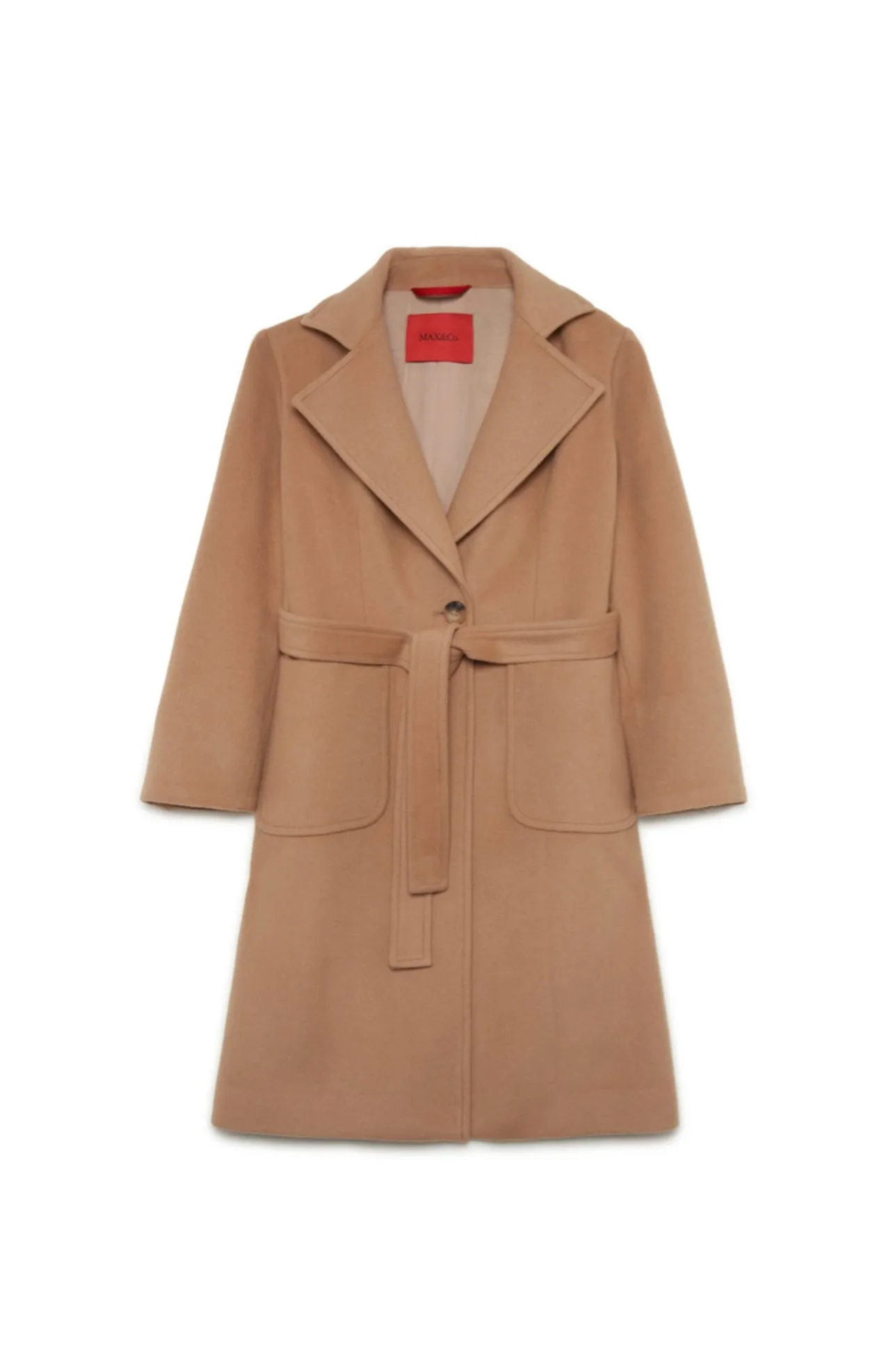 Cappotto nocciola con cintura per bambina