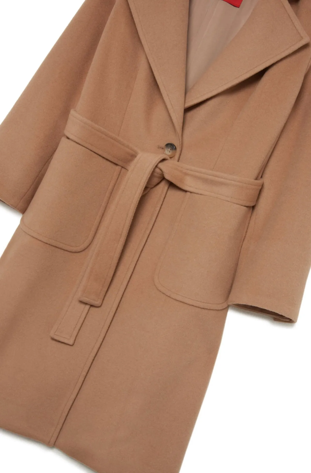 Cappotto nocciola con cintura per bambina