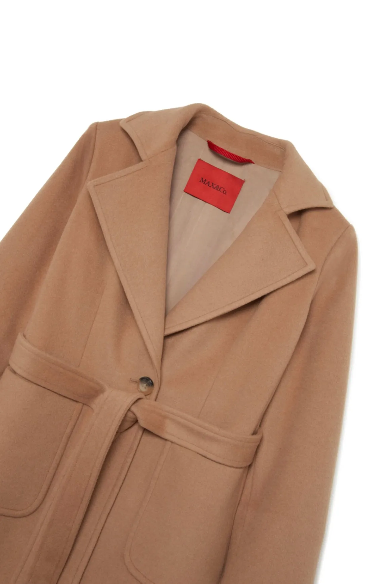 Cappotto nocciola con cintura per bambina
