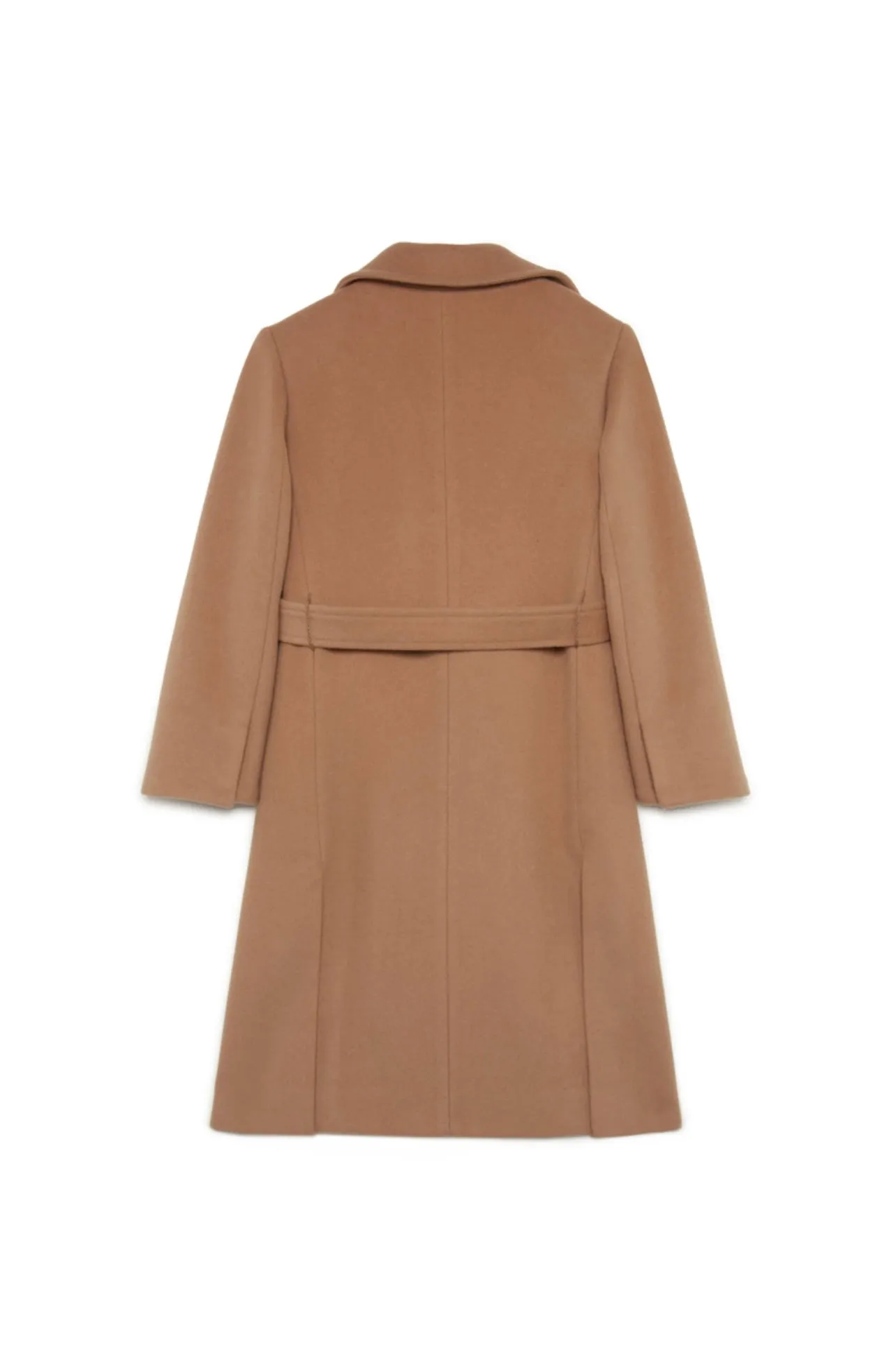 Cappotto nocciola con cintura per bambina