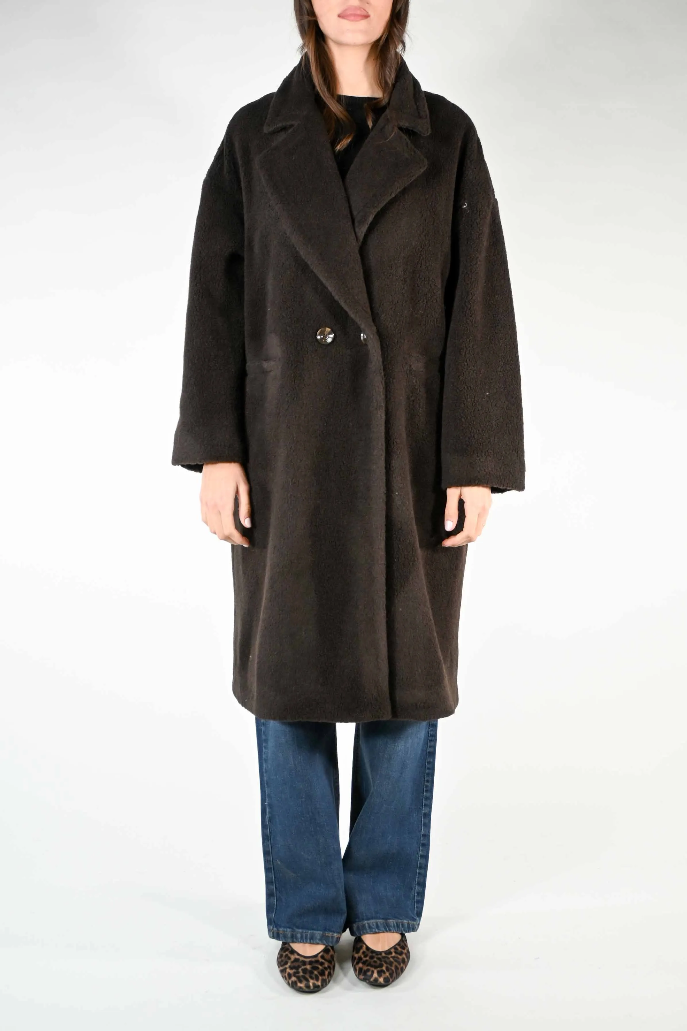 CAPPOTTO ORSETTO MISTO LANA DOPPIOPETTO MORO