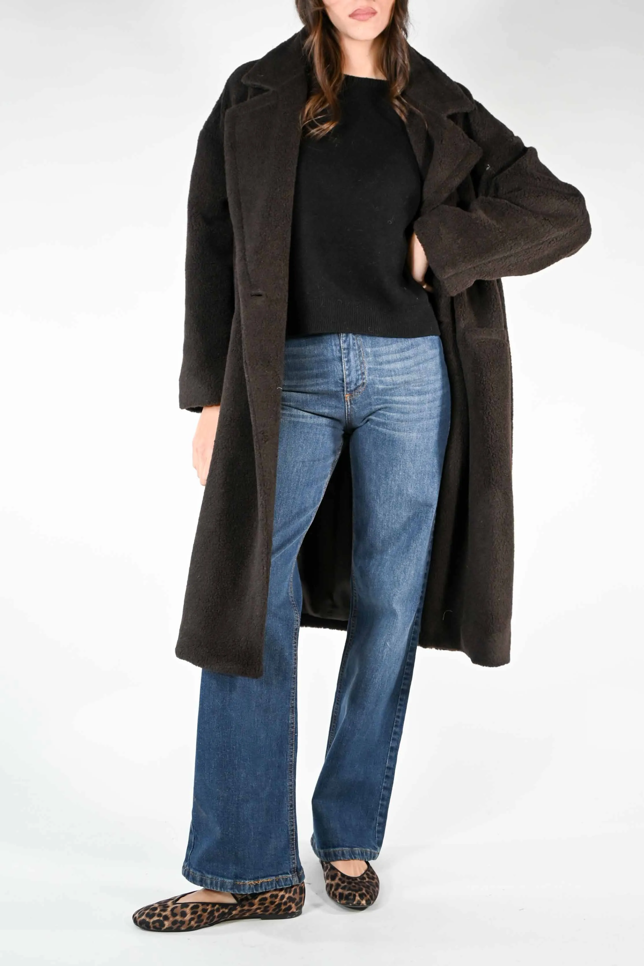 CAPPOTTO ORSETTO MISTO LANA DOPPIOPETTO MORO