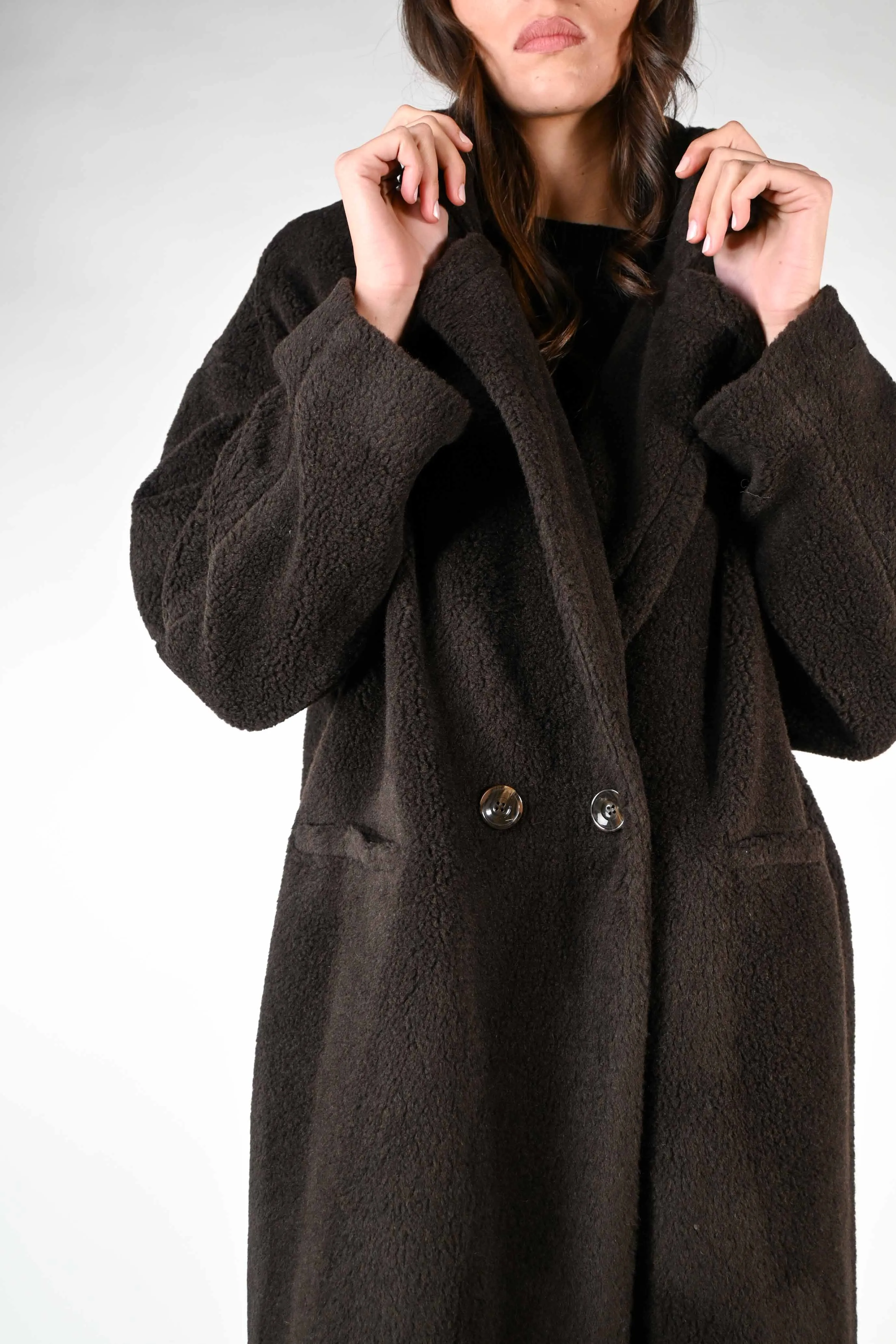 CAPPOTTO ORSETTO MISTO LANA DOPPIOPETTO MORO