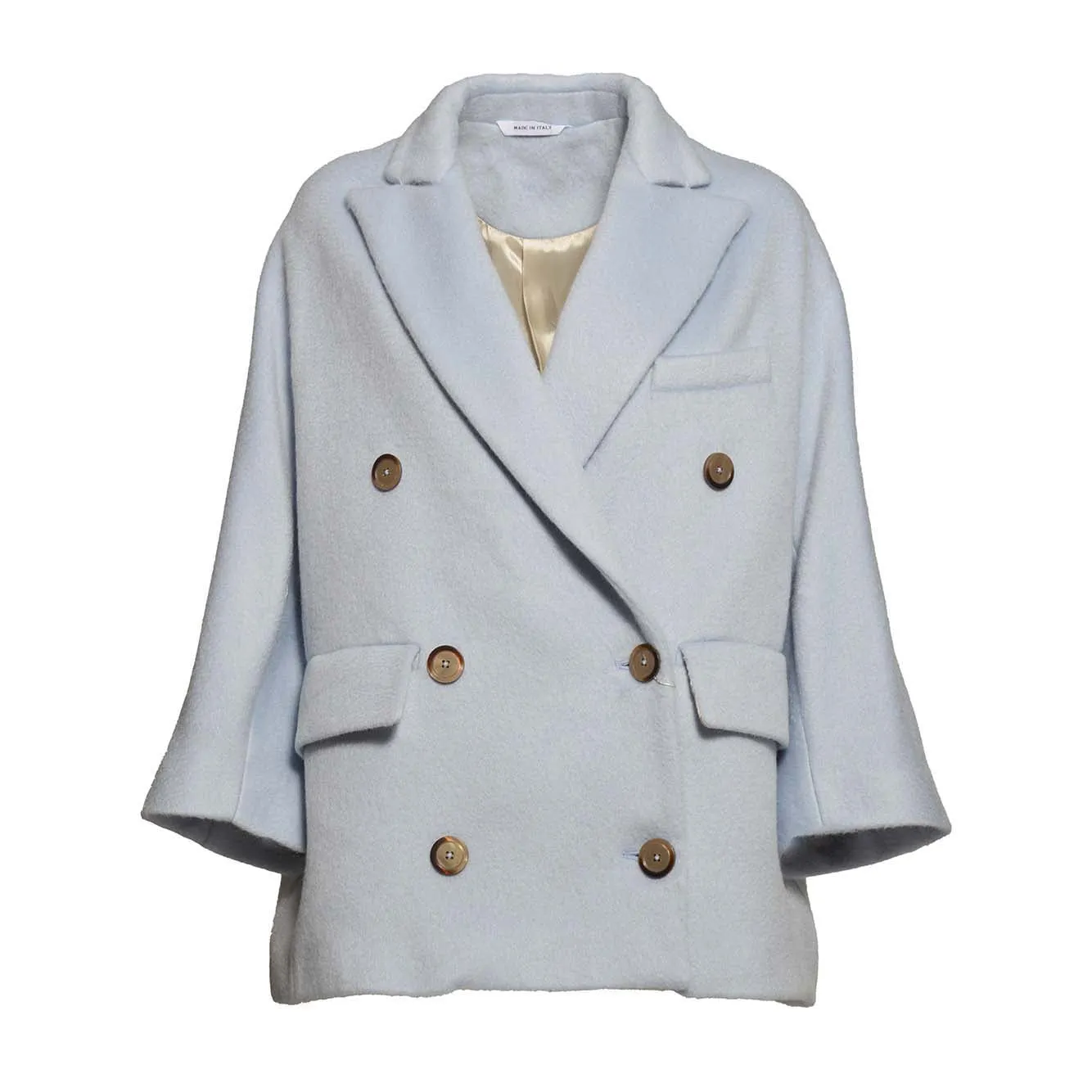 Cappotto Sofia in lana e cashmere azzurro Maison Paris