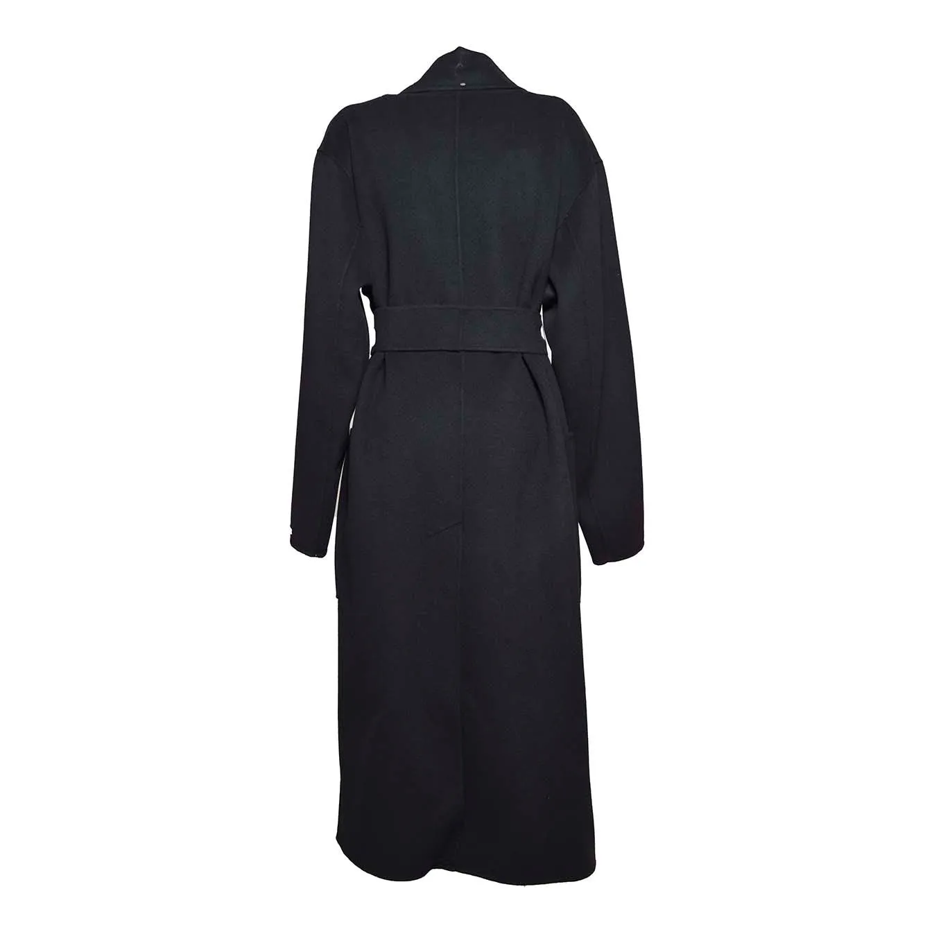 Cappotto Veleno in lana vergine nera con cintura Sportmax