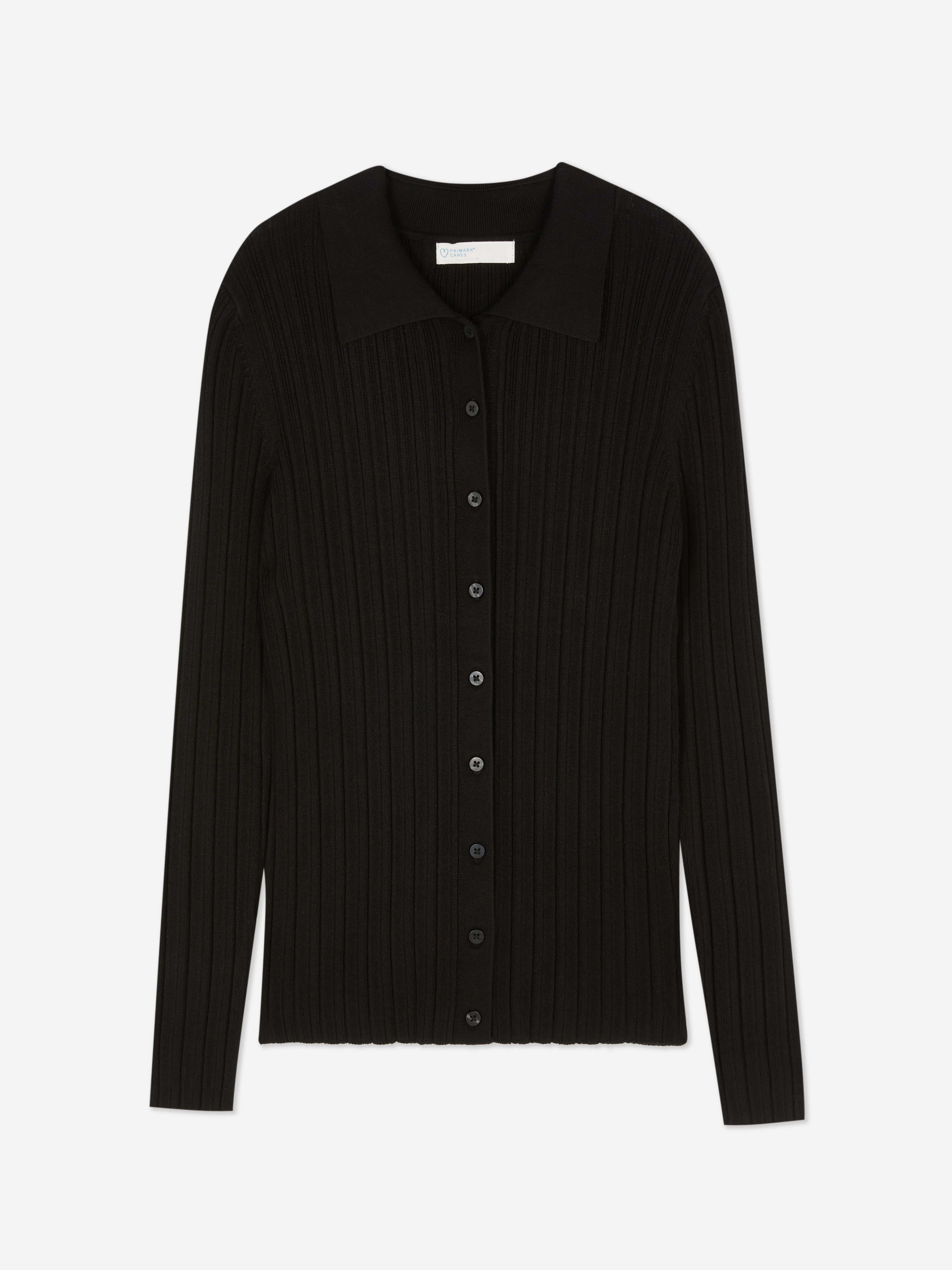 Cardigan a coste con colletto