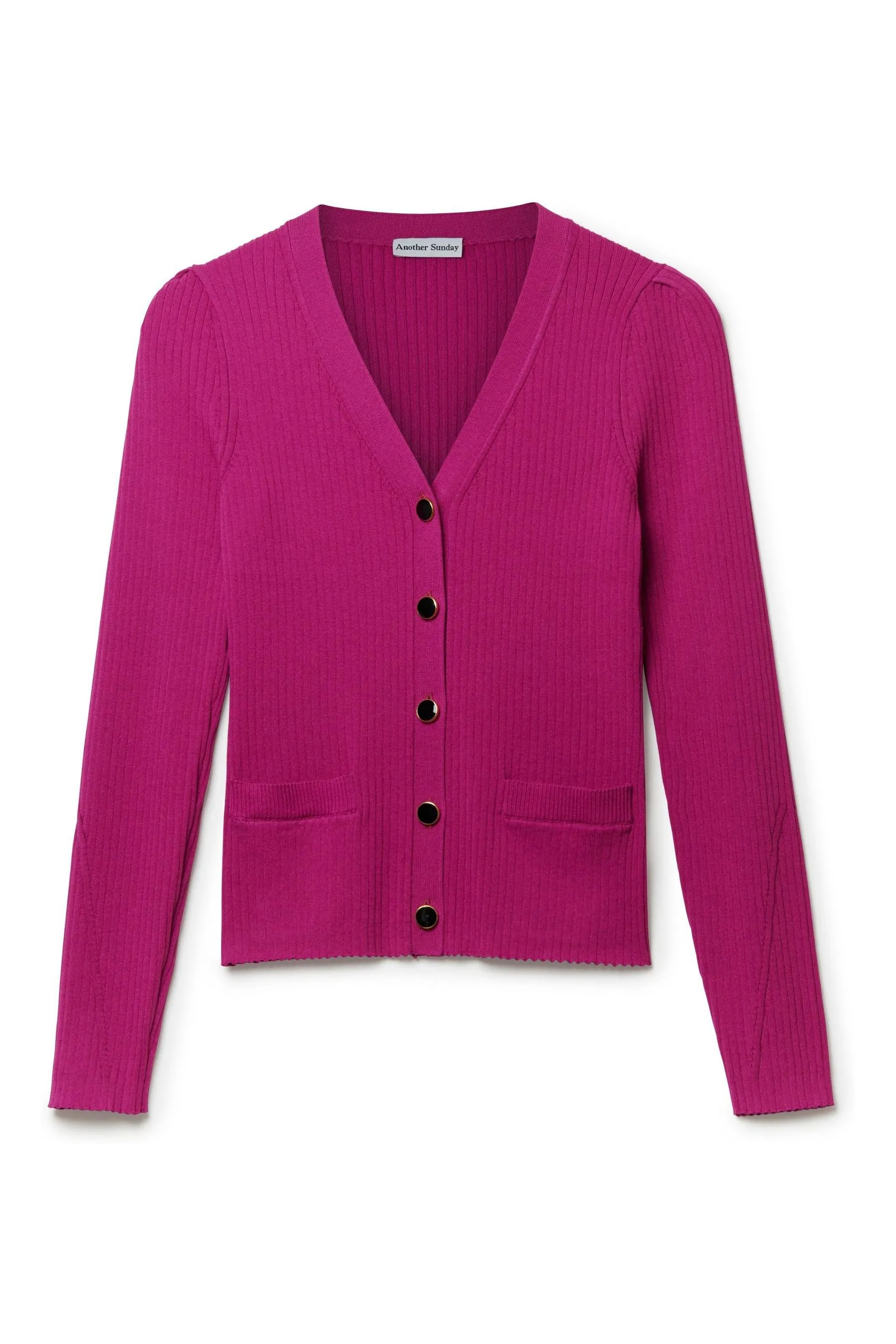 Cardigan Another Sunday Oro Con bottoni a coste