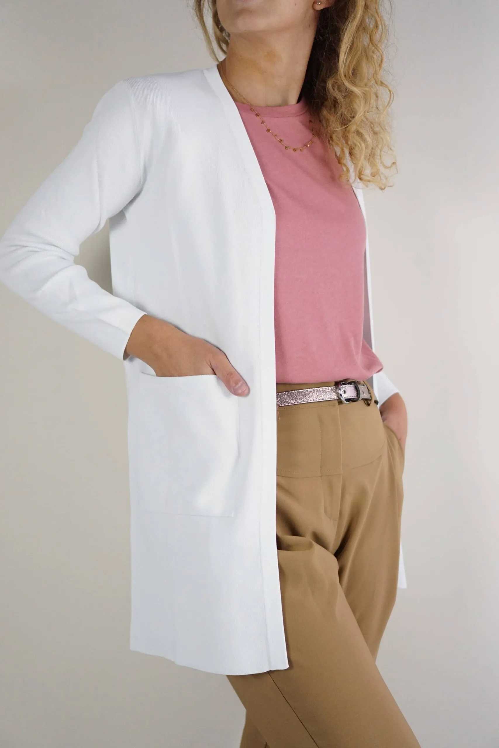 Cardigan bianco con tasche | Frankie Morello