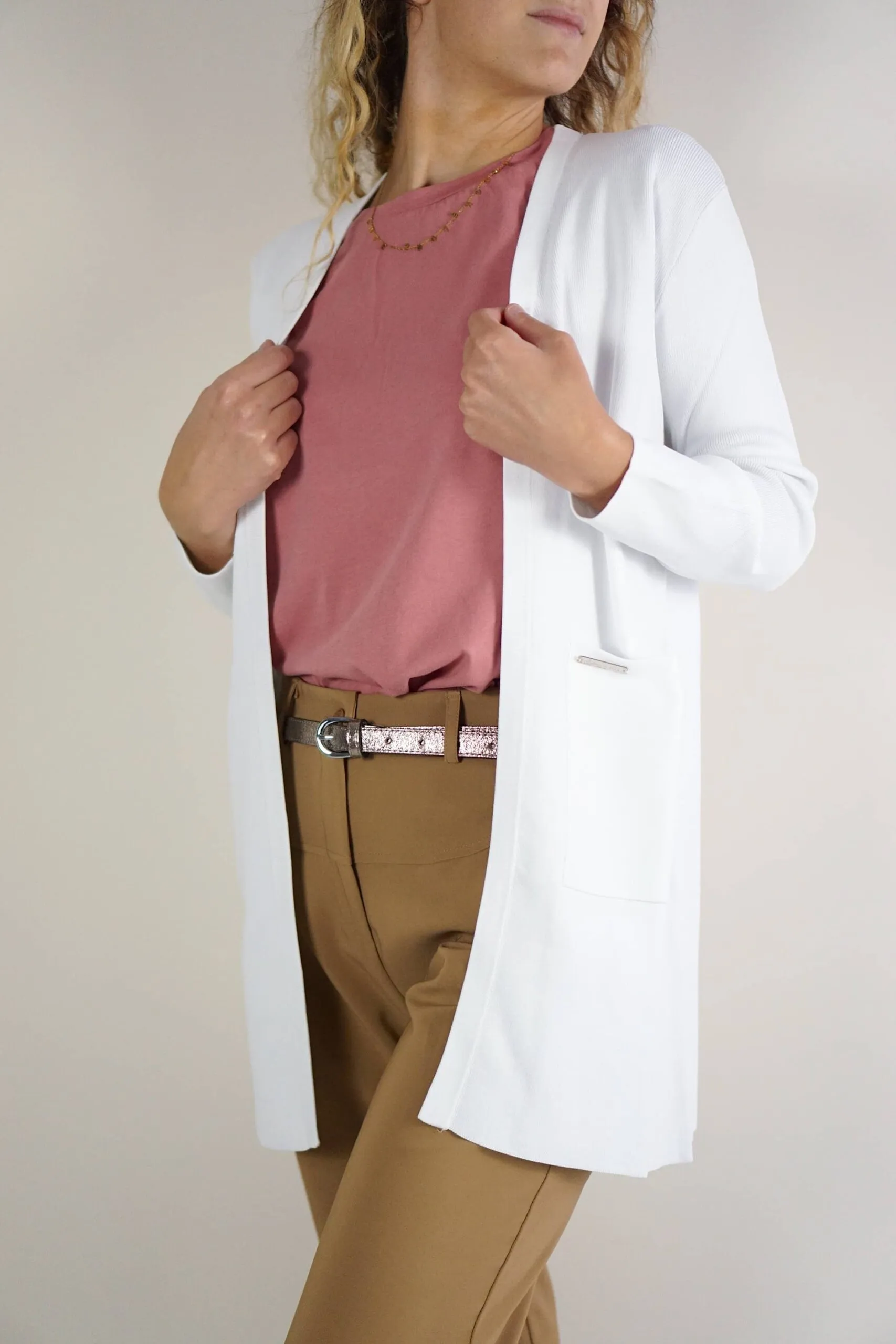 Cardigan bianco con tasche | Frankie Morello