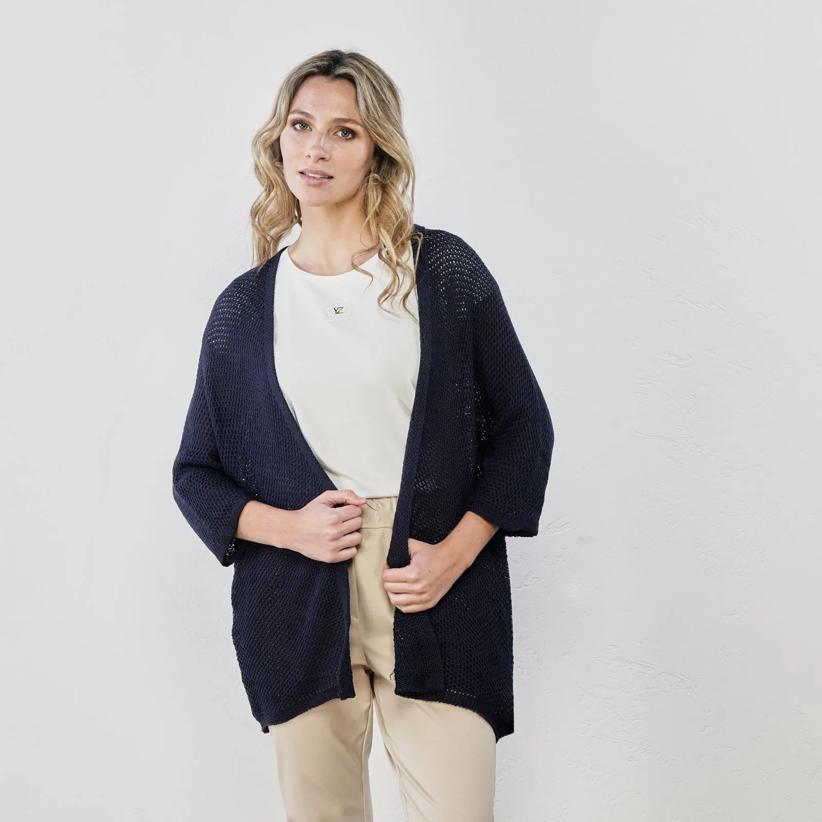 Cardigan blu scuro senza bottoni