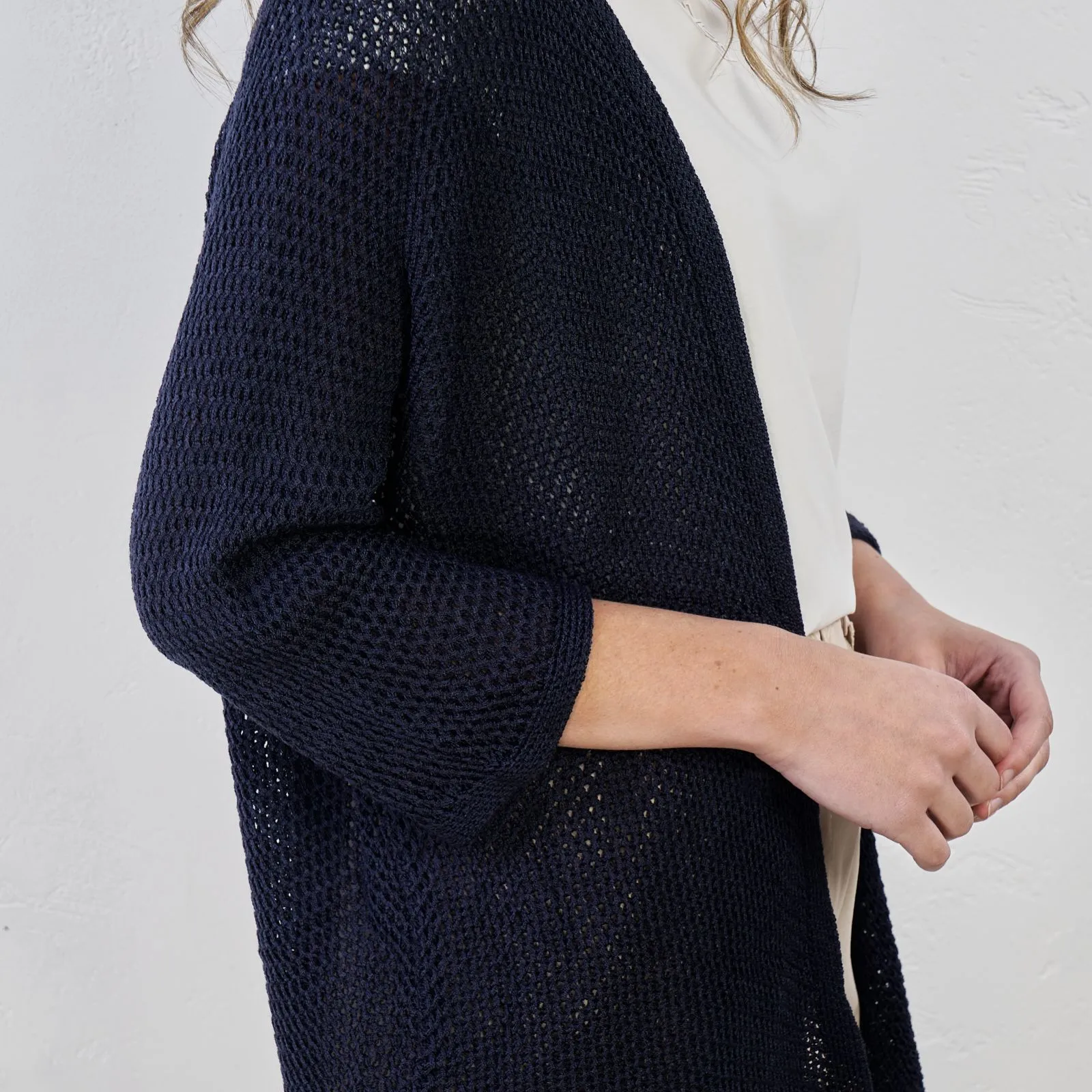 Cardigan blu scuro senza bottoni